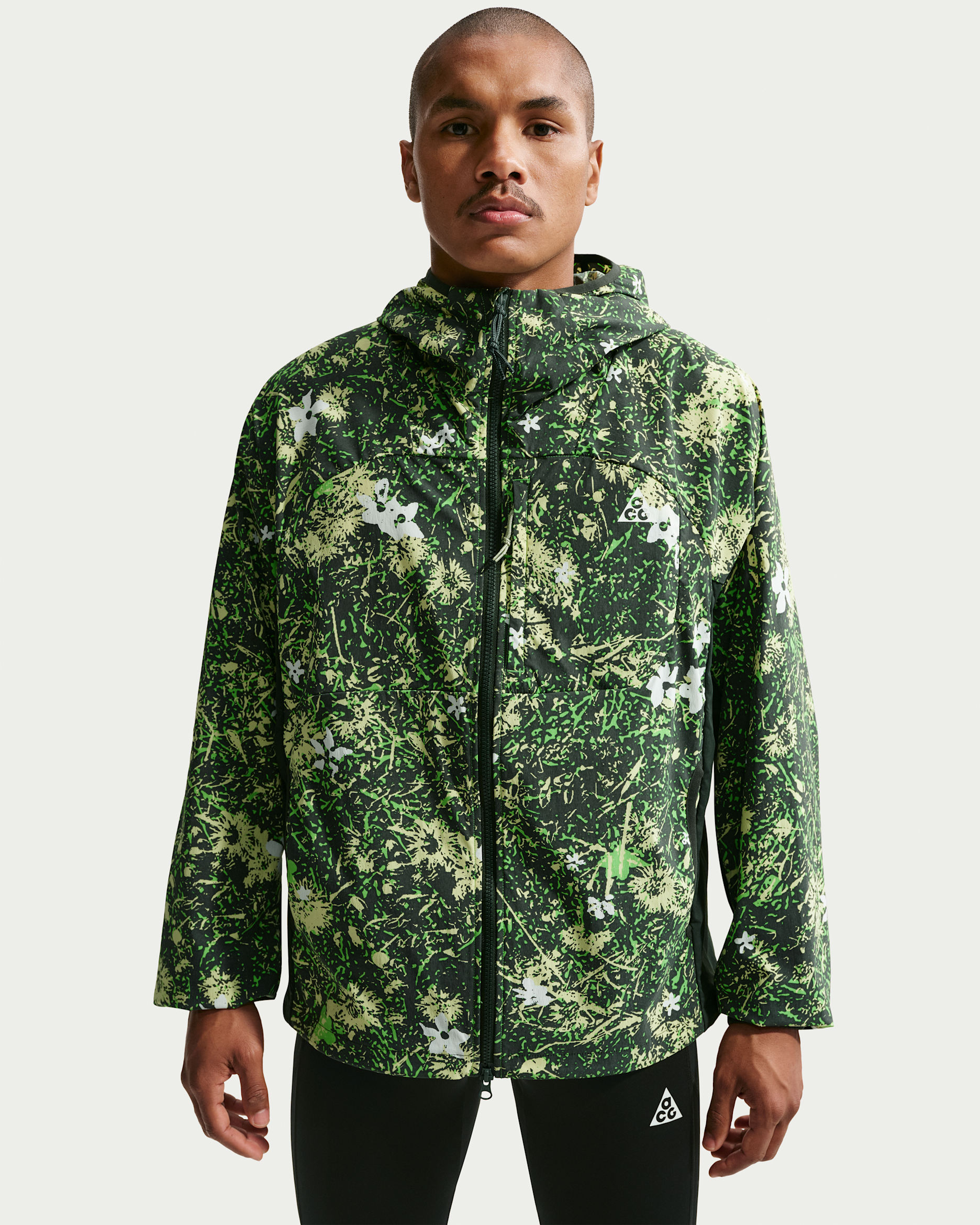 Nike ACG "Five Towers" Men's UV-Protective Jacket - Black Spruce/Black Spruce/Life Lime/Summit White