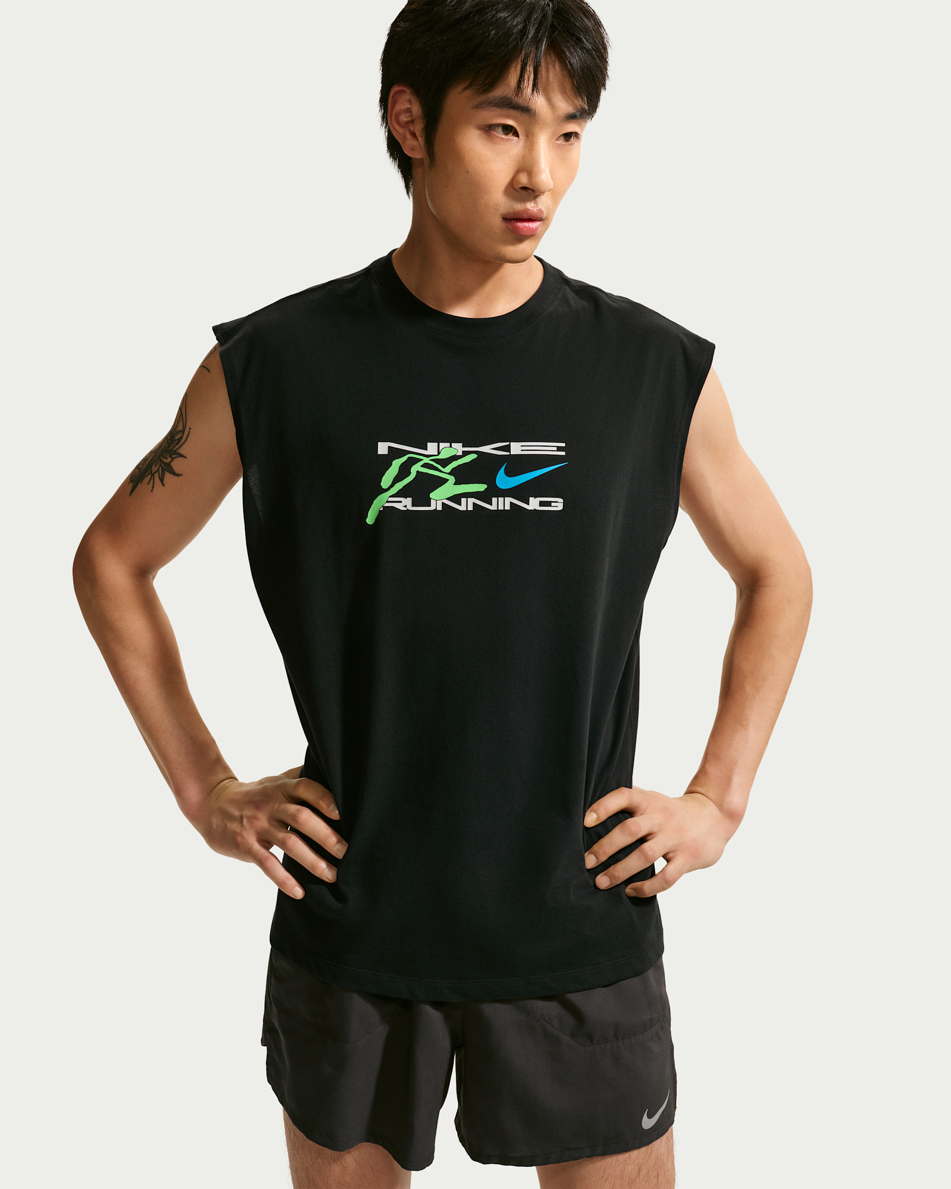 Nike Men's Dri-FIT Sleeveless Running T-Shirt - Black