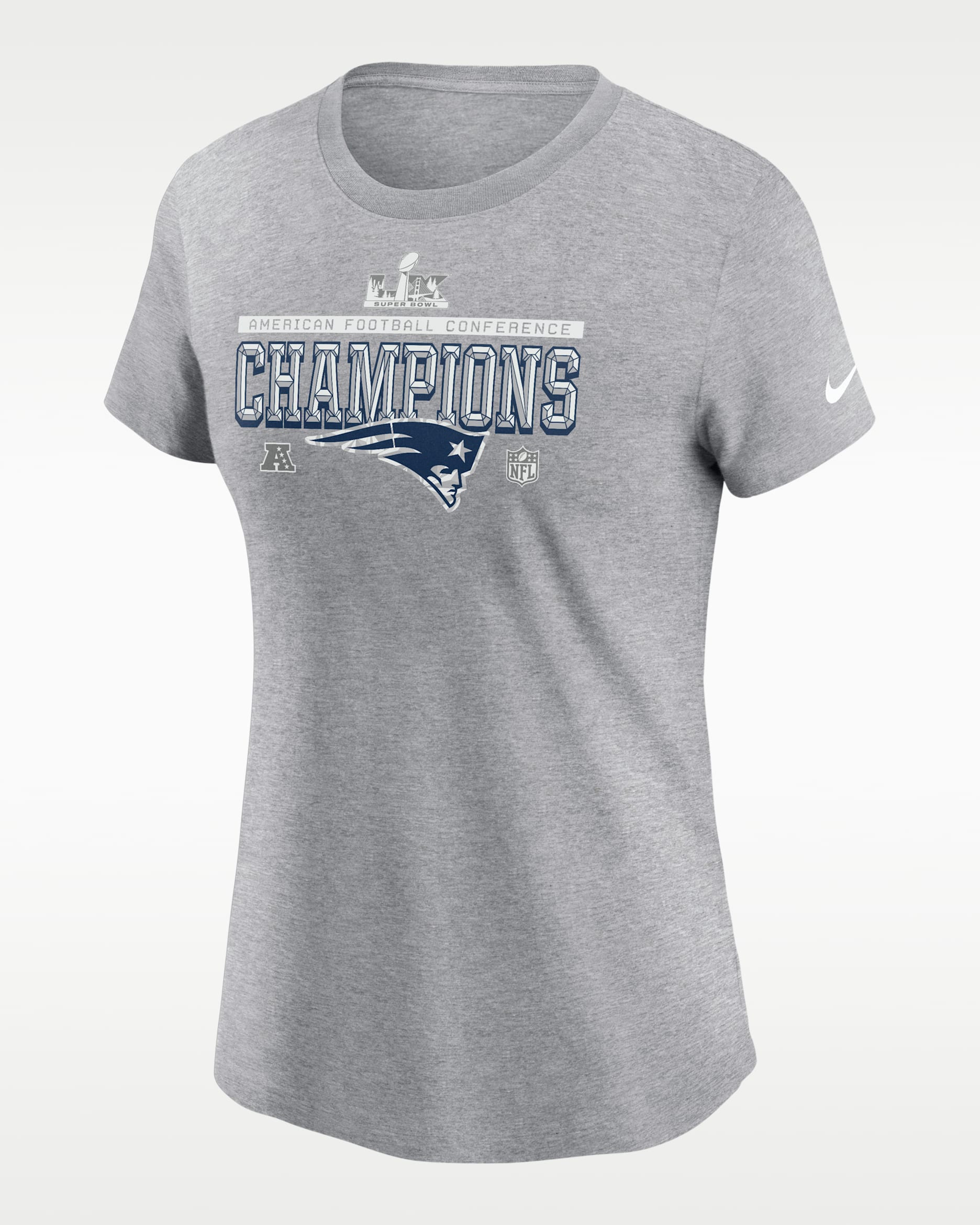 New England Patriots 2026 AFC Champions Trophy Collection Women's Nike NFL T-Shirt - Dark Grey Heather
