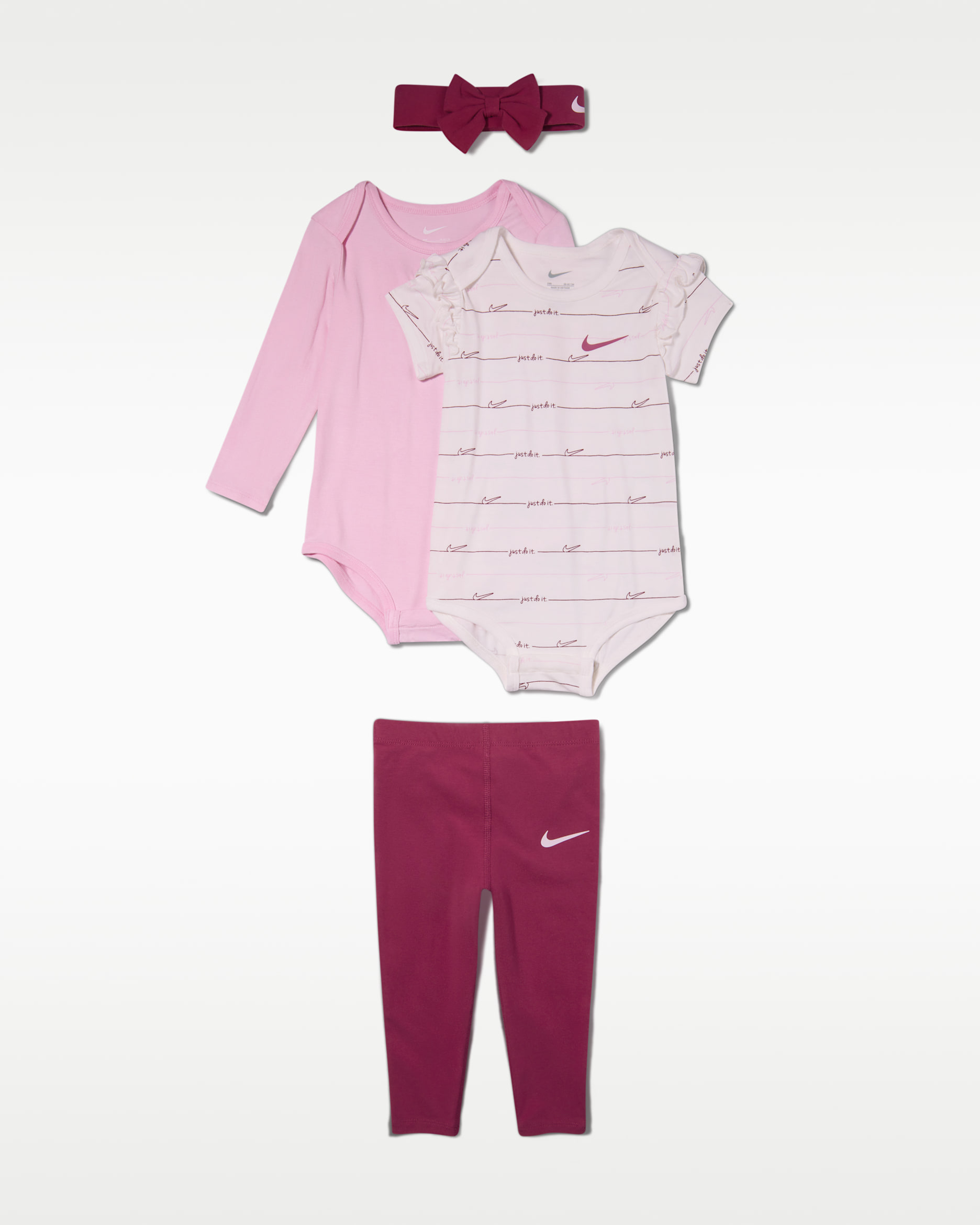 Nike Ready, Set, Grow! Baby (6-12M) 3-Piece Set with Headband - Sweet Beet