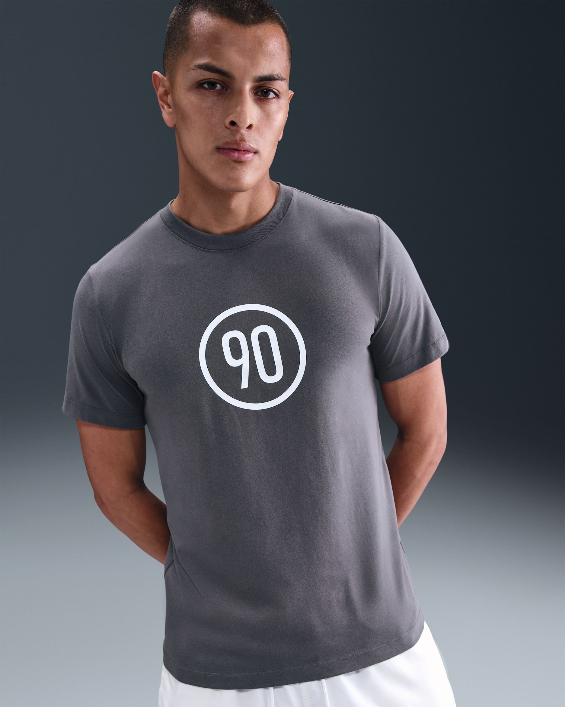 Playera de fútbol para hombre Nike Total 90 - Grafito claro/Blanco
