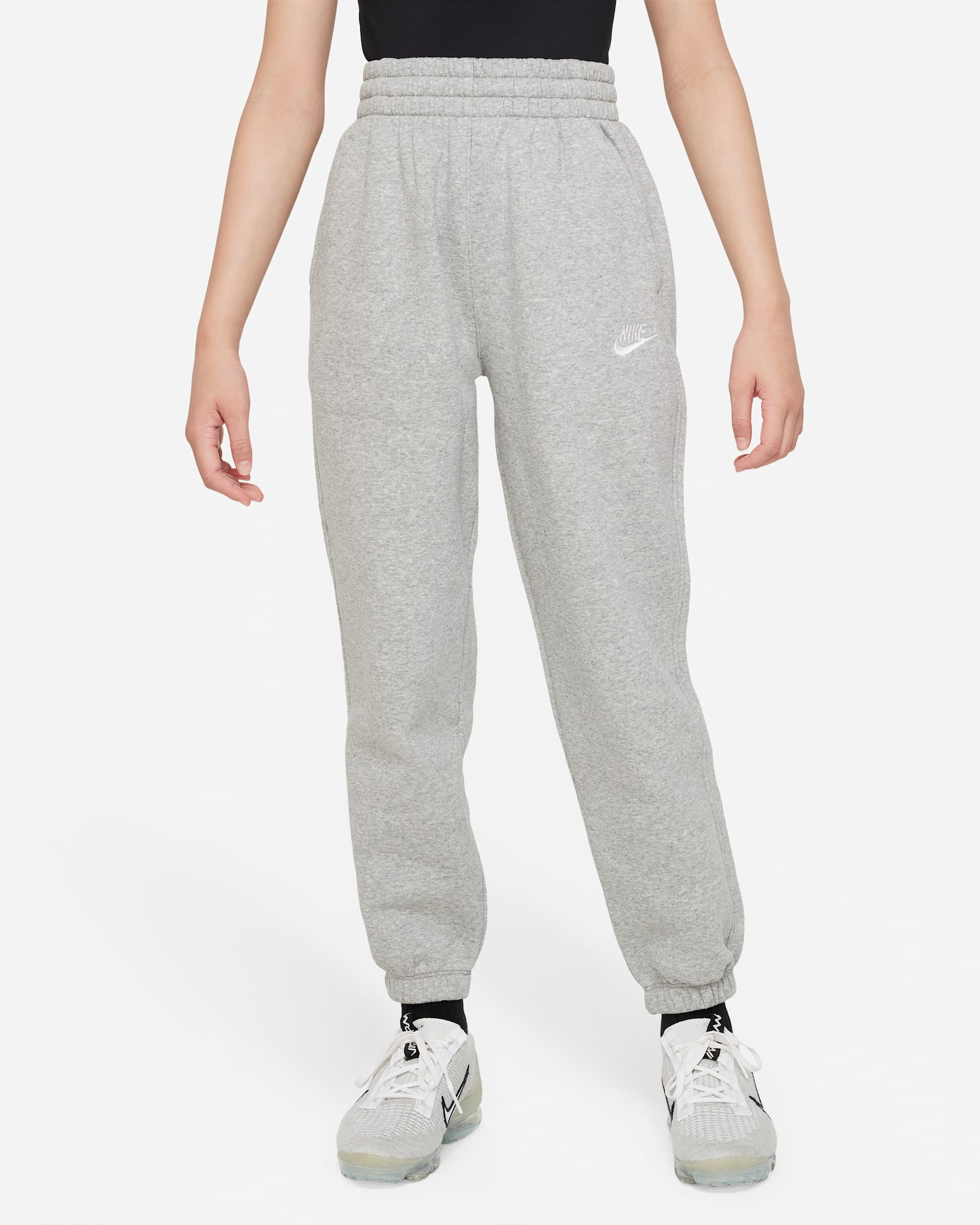 Pants holgados para niños talla grande Nike Sportswear Club Fleece - Gris oscuro jaspeado/Gris básico/Blanco