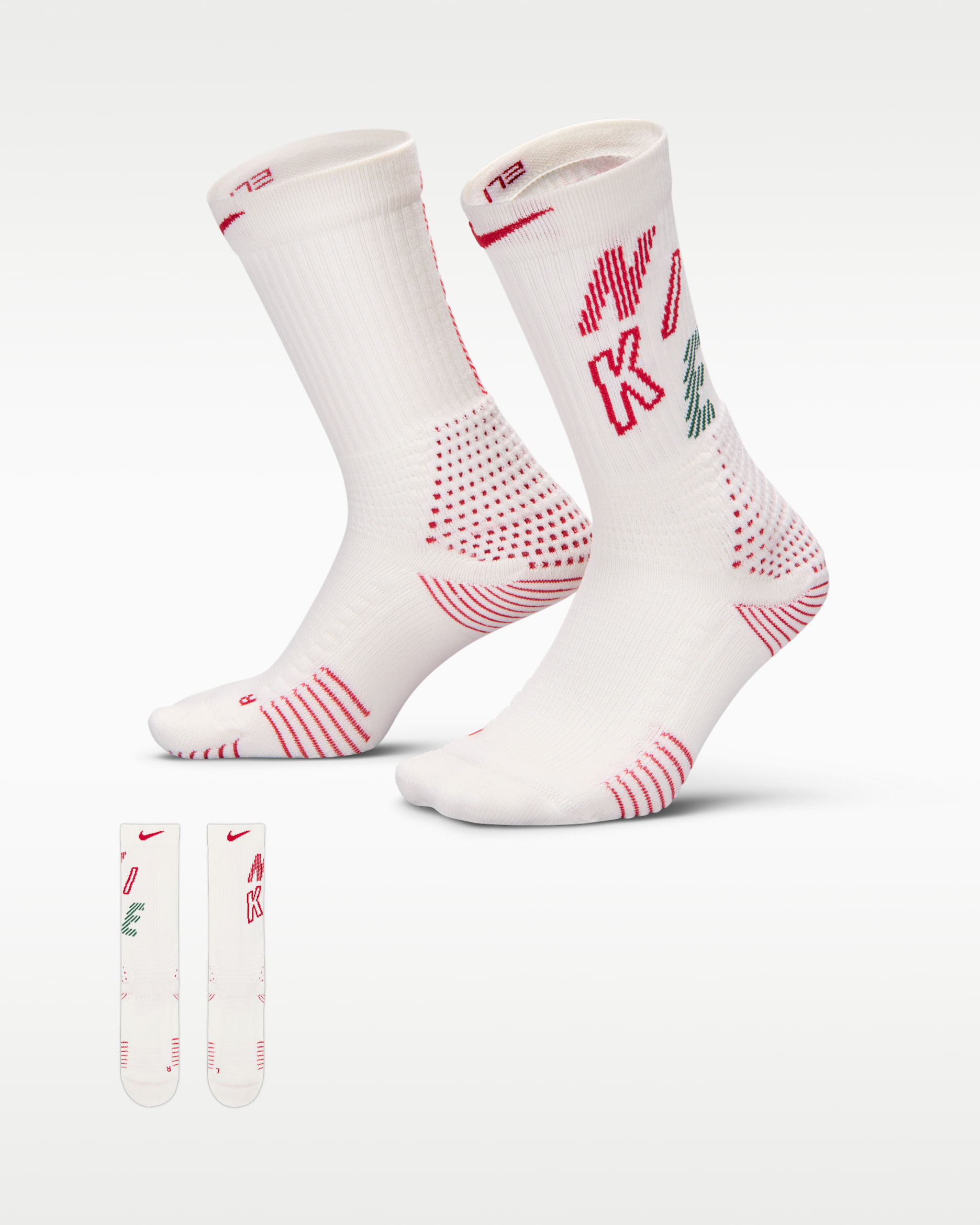 Calcetines acolchados Nike Elite 2.0 X-MAS - Vela/Rojo universitario/Blanco/Rojo gimnasio
