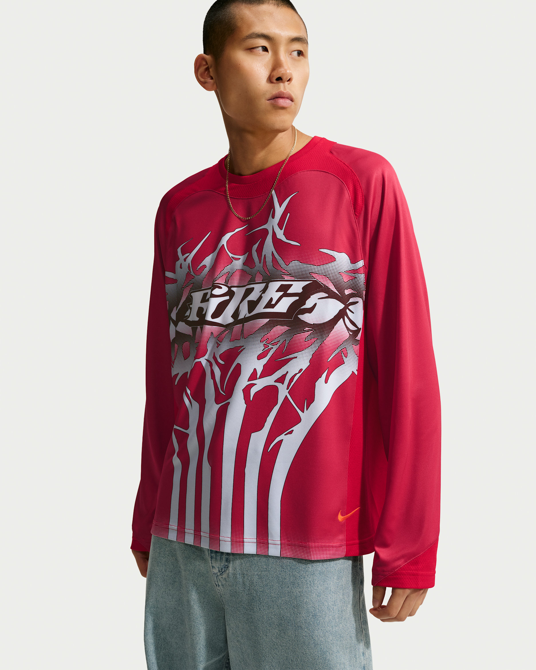 Jersey de manga larga para hombre Nike Sportswear - Rojo gimnasio/Blanco/Platino puro/Naranja seguridad