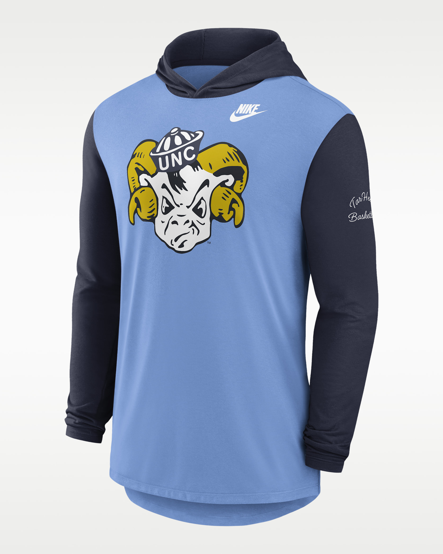 North Carolina Campus Legacy Men's Nike Dri-FIT College Long-Sleeve Hooded T-Shirt - Light Blue