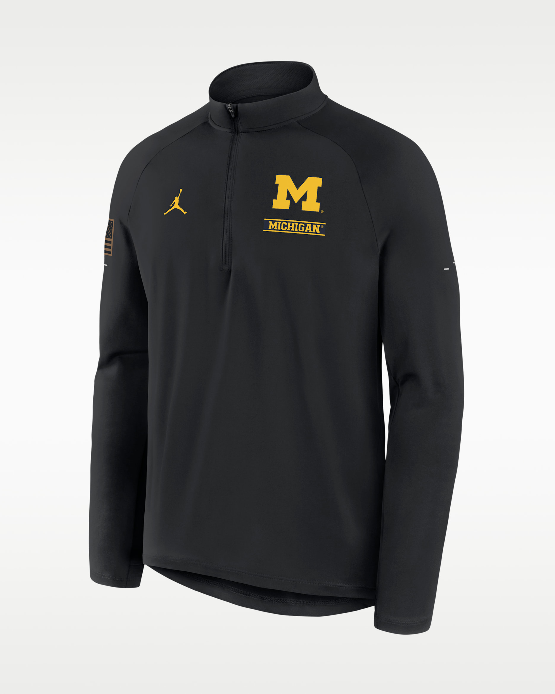 Michigan 2026 Military Appreciation Stride Men's Jordan Brand Dri-FIT College 1/2-Zip Long-Sleeve Top - Black