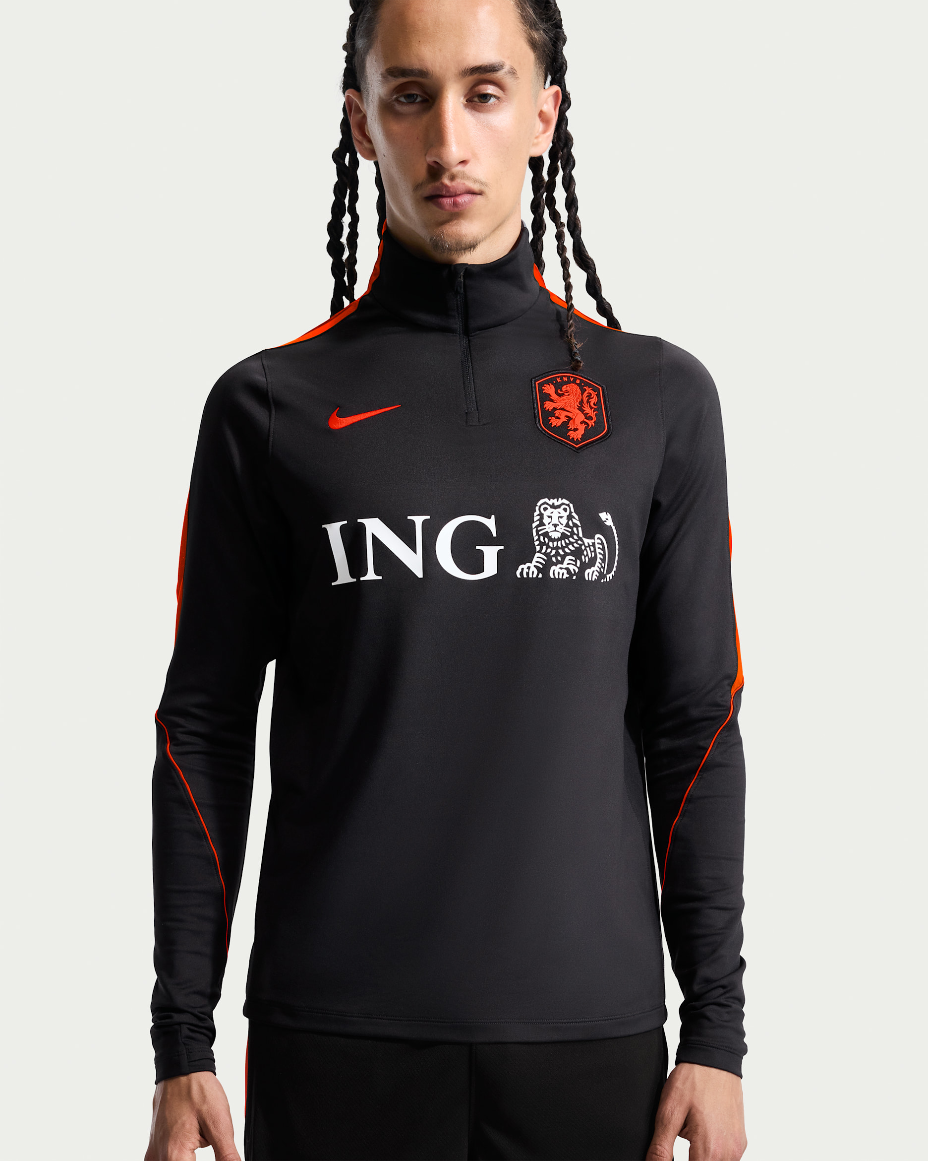 Nederland Strike Nike Dri-FIT voetbaltrainingstop voor heren - Zwart/Hyper Crimson/Hyper Crimson