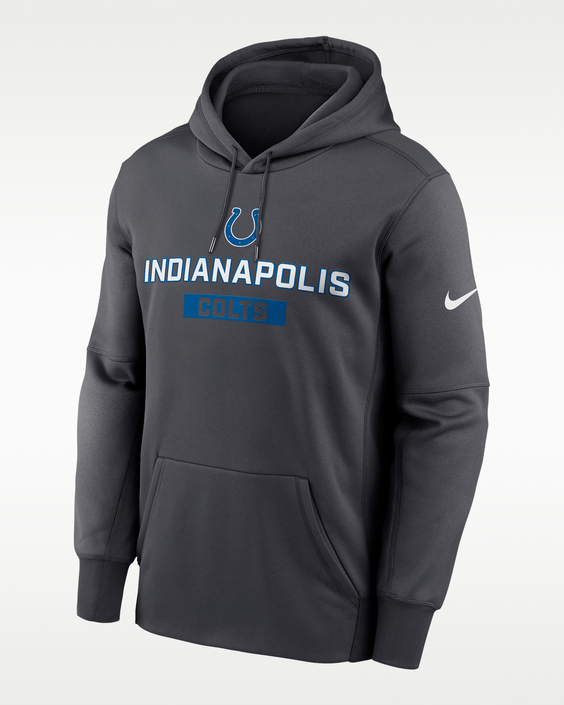 Indianapolis Colts Toss Sweep Men’s Nike Therma NFL Pullover Hoodie - Anthracite