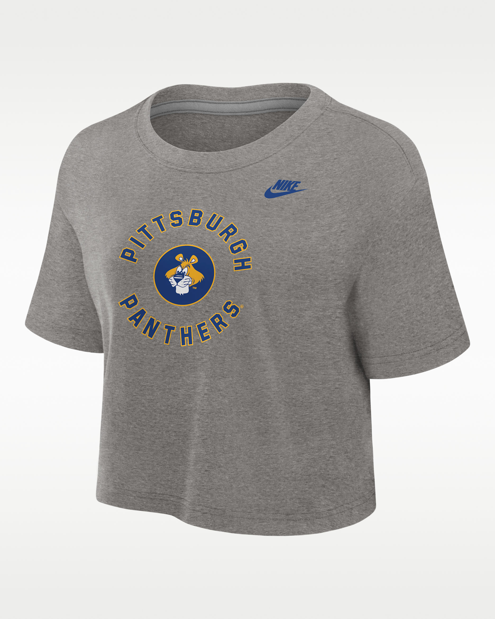 Pittsburgh Panthers Women's Nike Dri-FIT Cropped T-Shirt - Dark Grey Heather