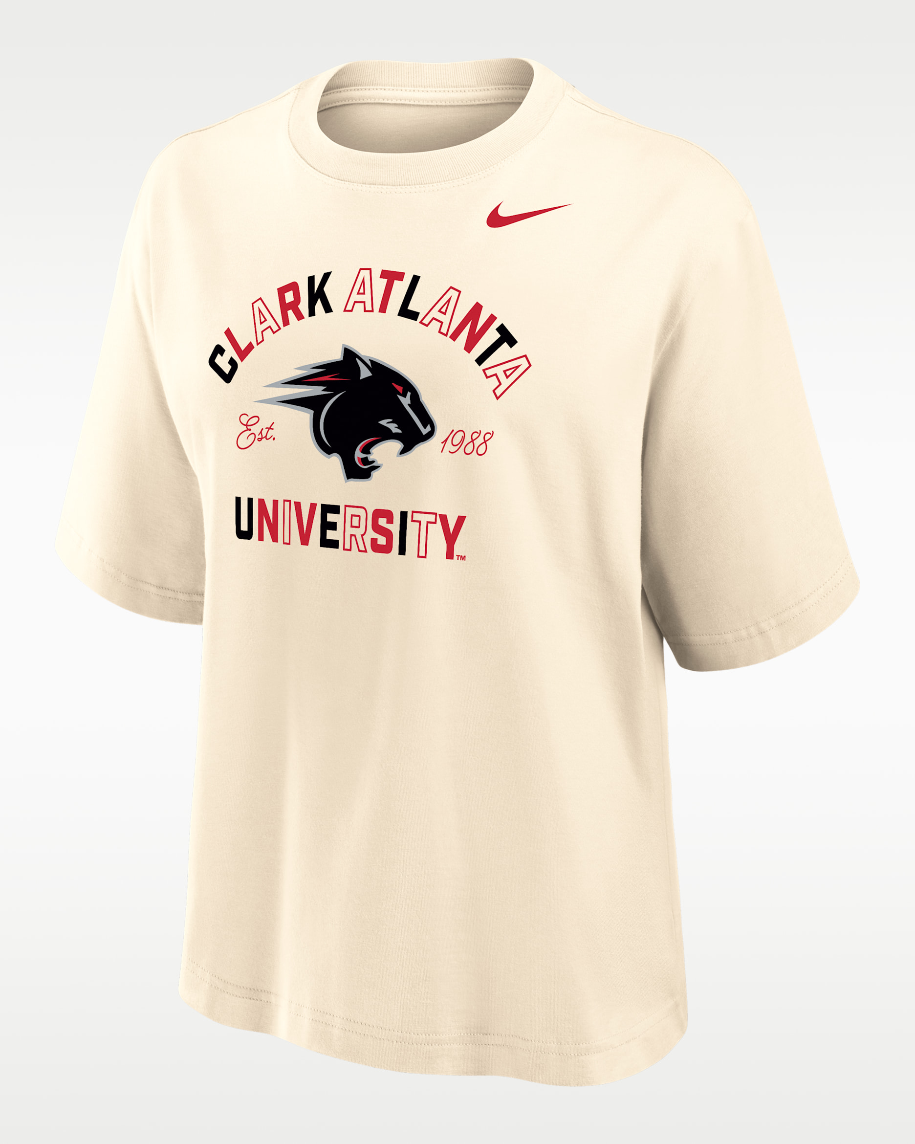 Nike College (Clark Atlanta University) Women's Boxy Cotton T-Shirt - Natural