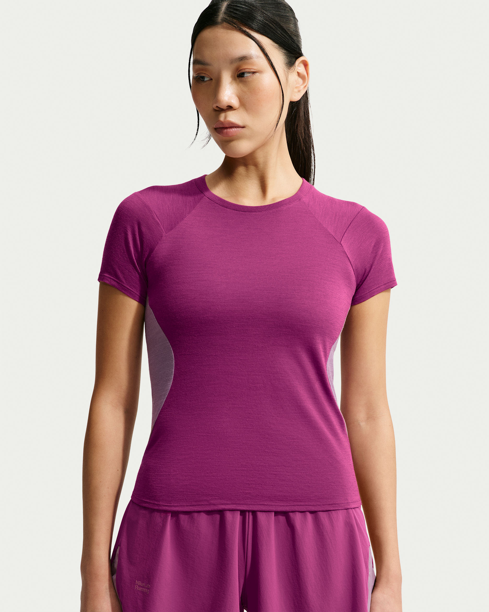 NikeLab | Running Women's Wool-Blend Short-Sleeve Top - True Berry/Violet Dust/True Berry