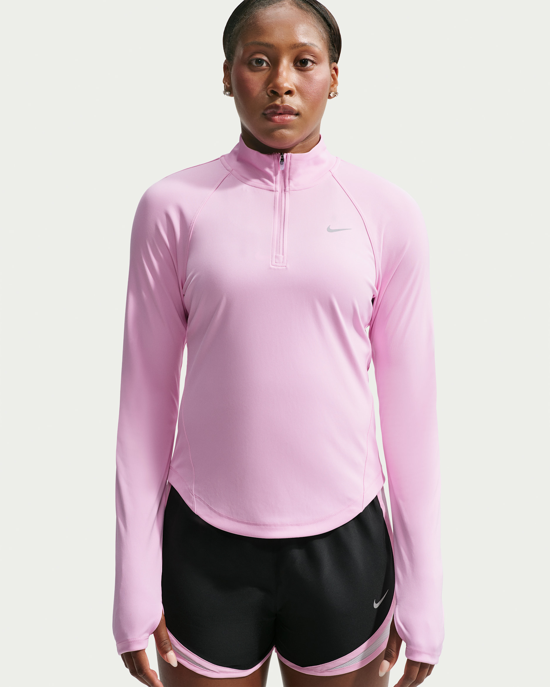 Damska koszulka do biegania z zamkiem 1/4 Dri-FIT Nike Tempo - Pink Rise