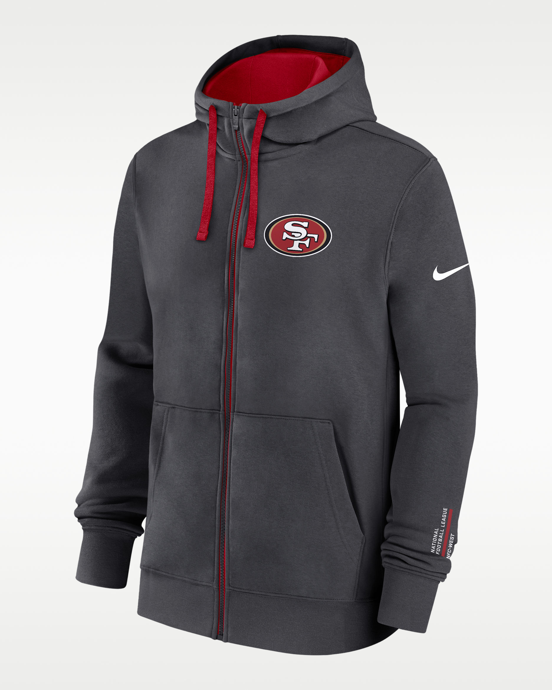 San Francisco 49ers Playbook Page Club Men's Nike NFL Full-Zip Hoodie - Anthracite