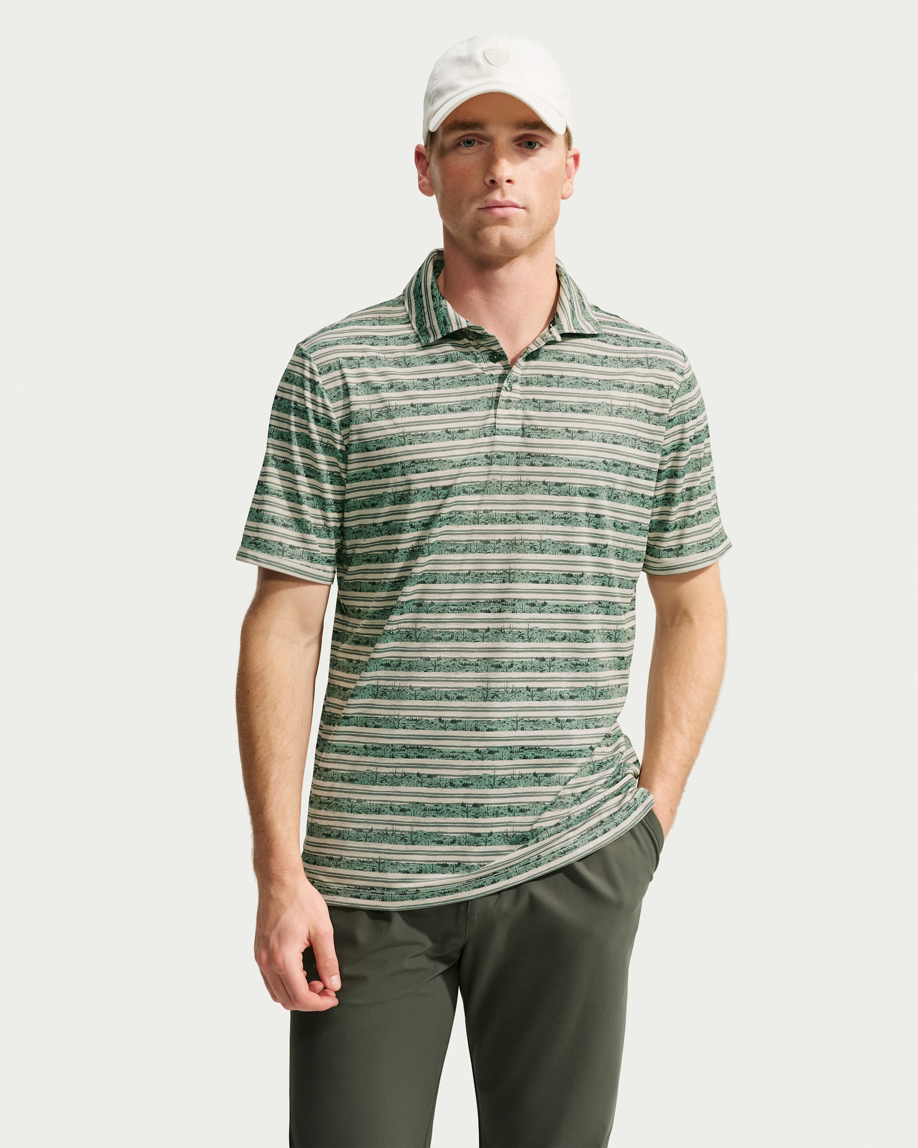 Nike Par Men's Dri-FIT Striped Golf Polo - Camo Green