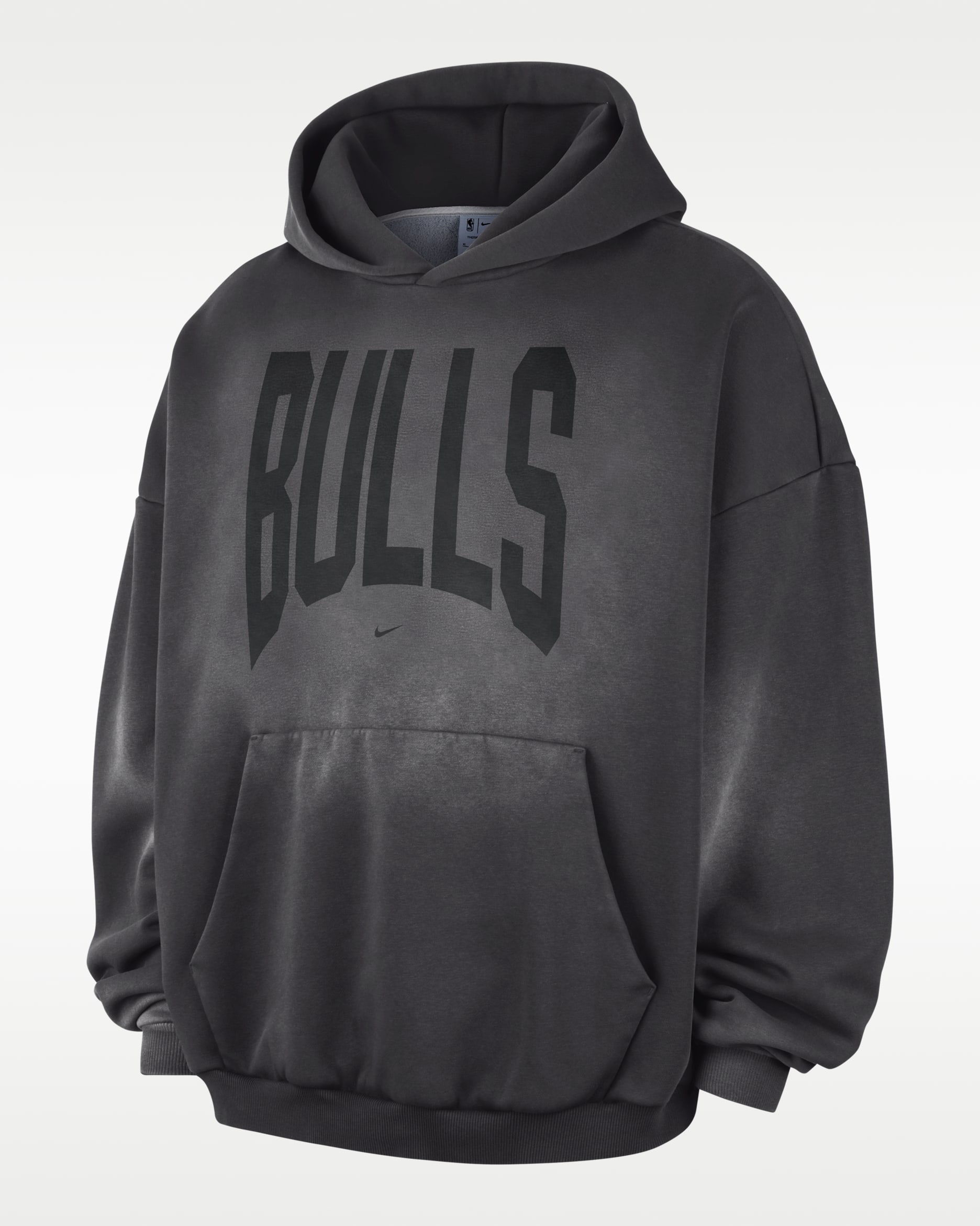 Chicago Bulls Standard Issue Sudadera con capucha de baloncesto de tejido Fleece Therma-FIT con efecto lavado - Hombre - Dark Charcoal/Blanco/Blanco