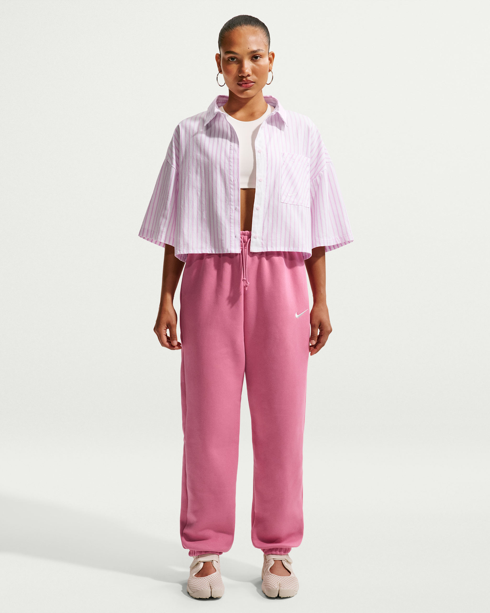 Nike Sportswear Phoenix Fleece Women's High-Waisted Oversized Tracksuit Bottoms - Peony/Sail