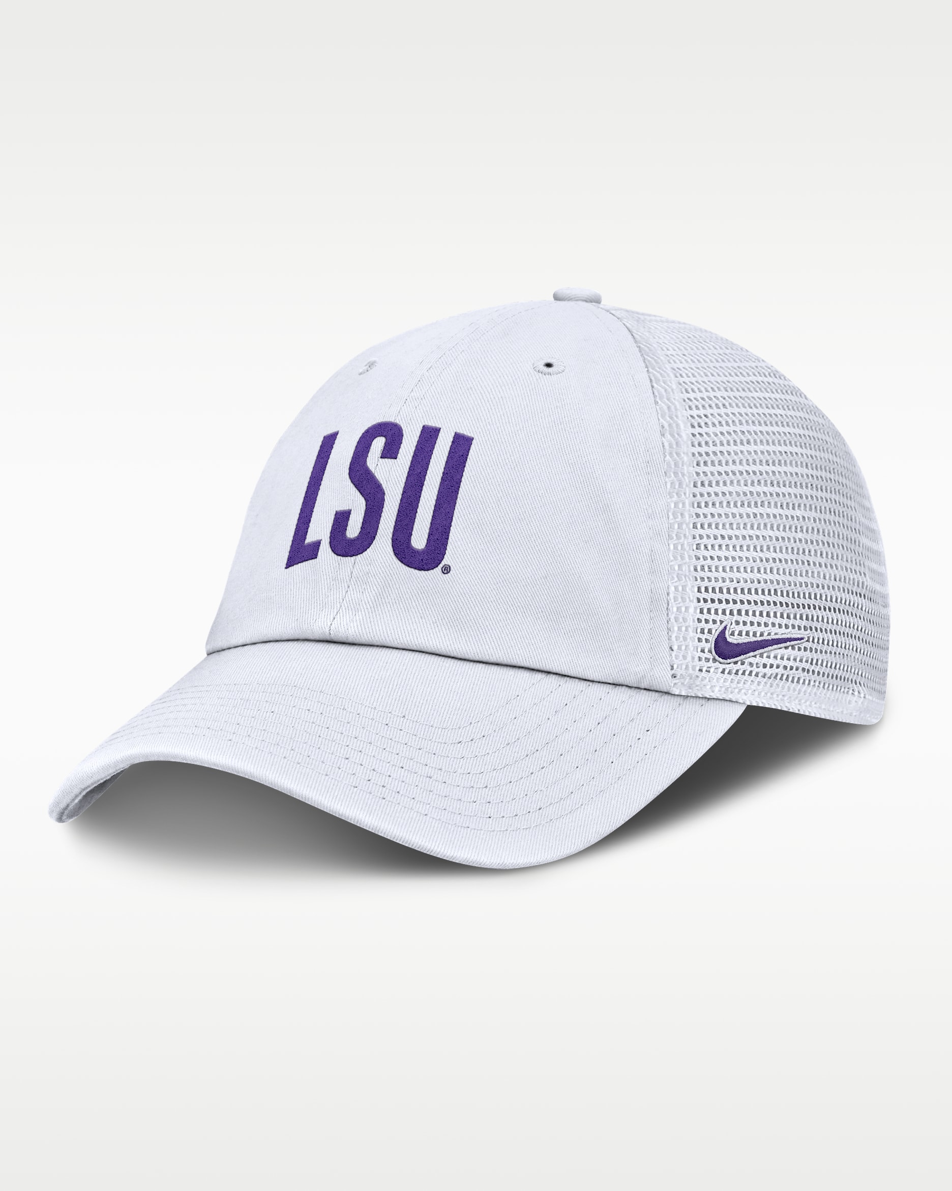 Gorra de rejilla universitaria Nike ajustable para hombre LSU Primetime Campus Club - Blanco