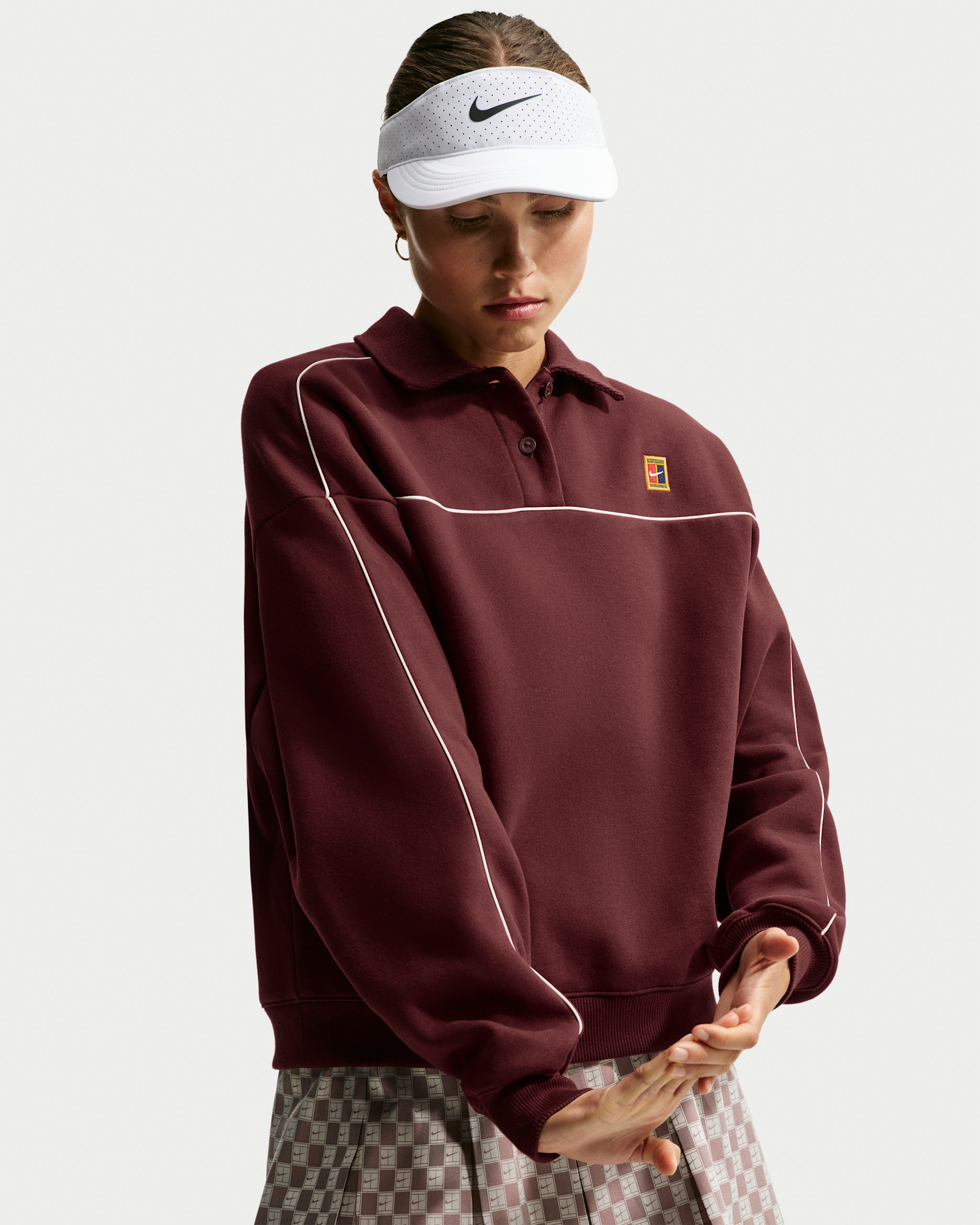 NikeCourt Court Collection Women's Long-Sleeve Fleece Tennis Top - Mystic Dates