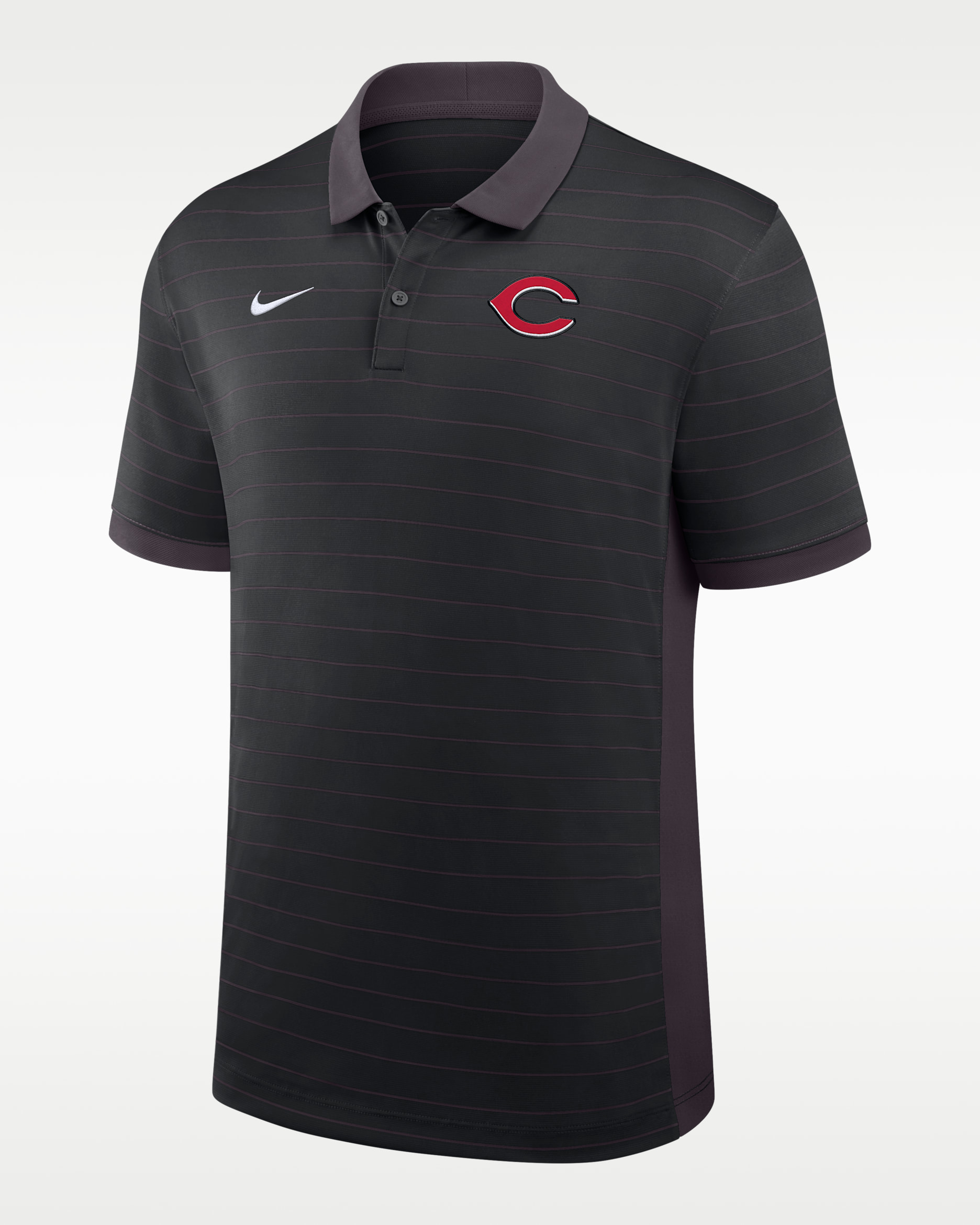 Polo Nike Dri-FIT de la MLB para hombre Cincinnati Reds Authentic Collection Striped Victory - Negro