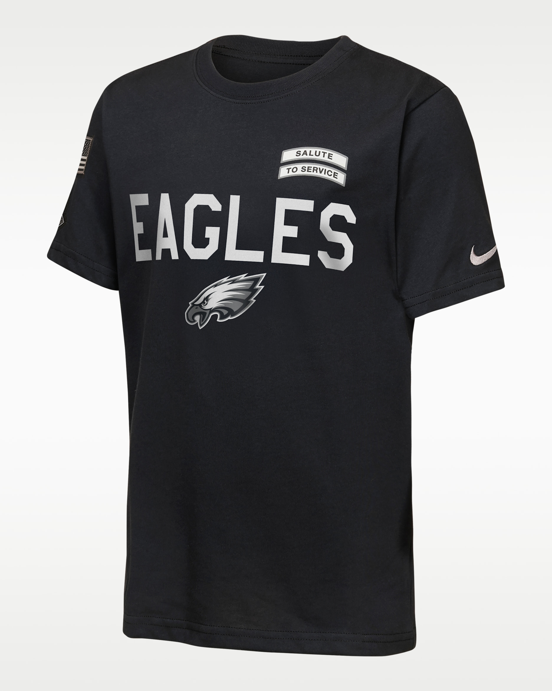 Playera Nike Dri-FIT de la NFL para niños talla grande Philadelphia Eagles Salute to Service Sideline - Negro