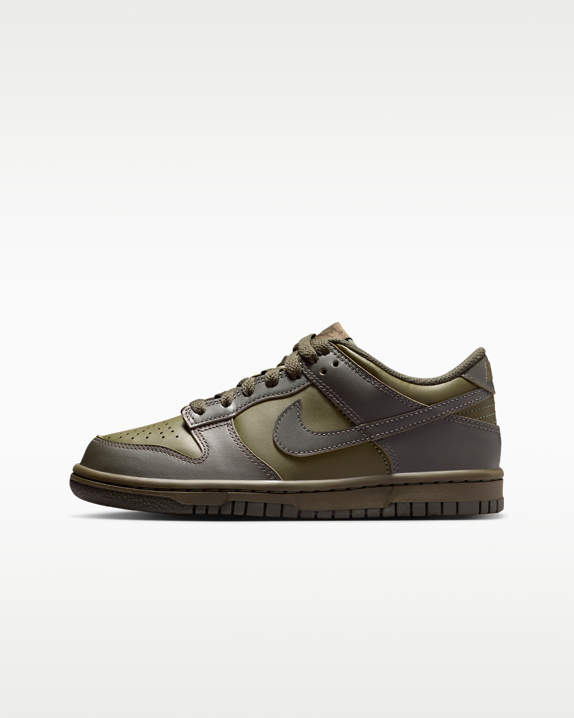 Nike Dunk Low Big Kids' Shoes - Cargo Khaki/Sequoia/University Red