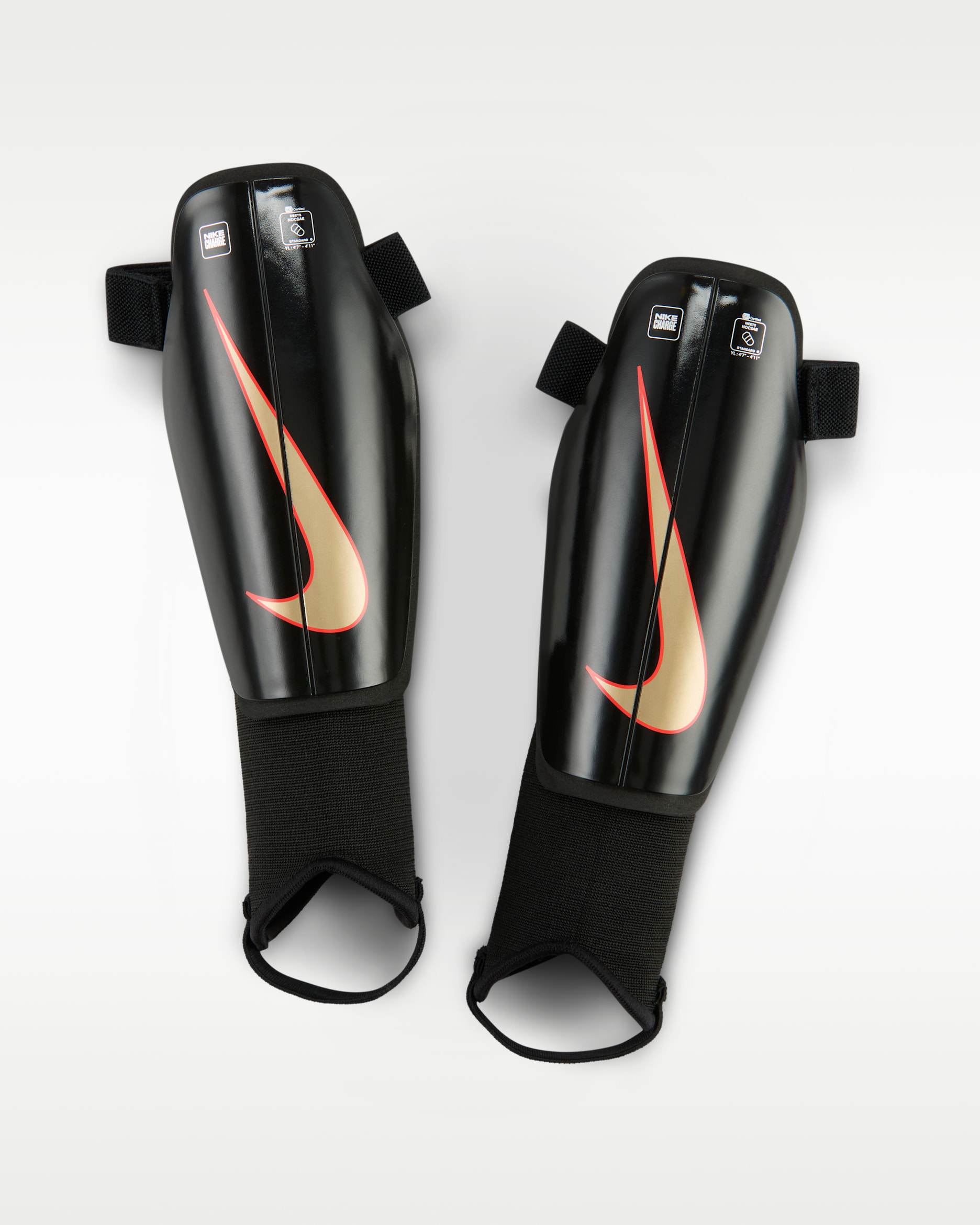 Nike Charge Kids' Soccer Shin Guards - Black/Bright Crimson/Blur