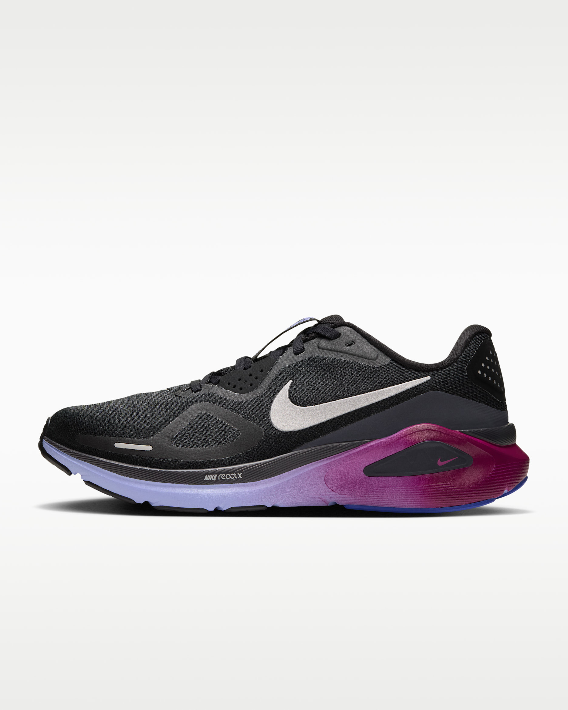 Nike Structure 26 Straßenlaufschuh (Damen) - Schwarz/Gridiron/Purple Pulse/Metallic Silver