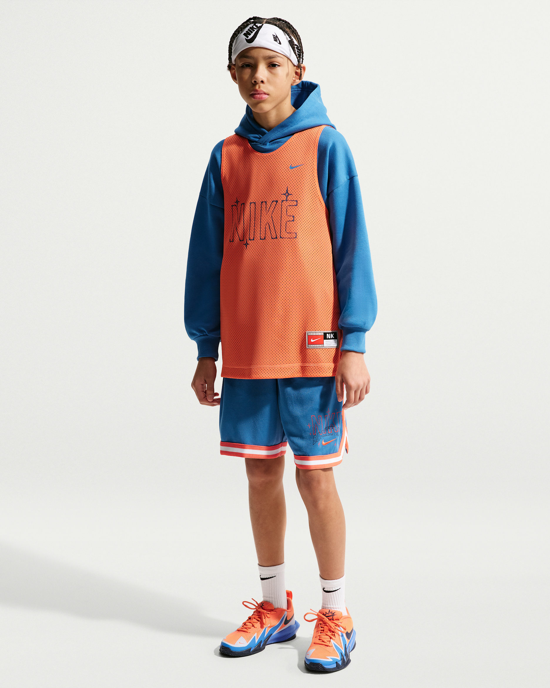 Shorts de básquetbol Dri-FIT para niño talla grande Nike DNA - Estrella azul/Naranja césped