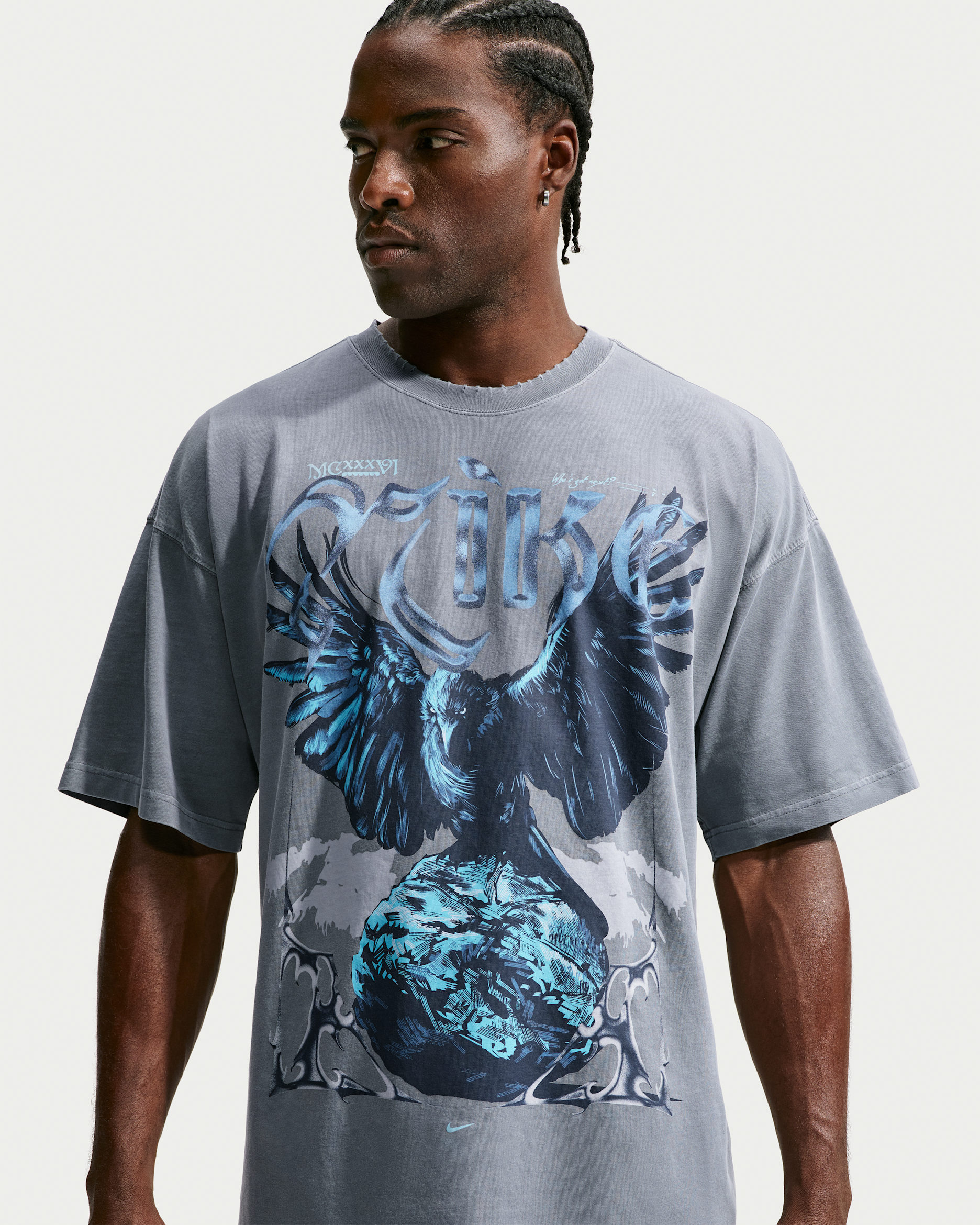 Oversized Nike-basketball-T-shirt til mænd - Cool Grey