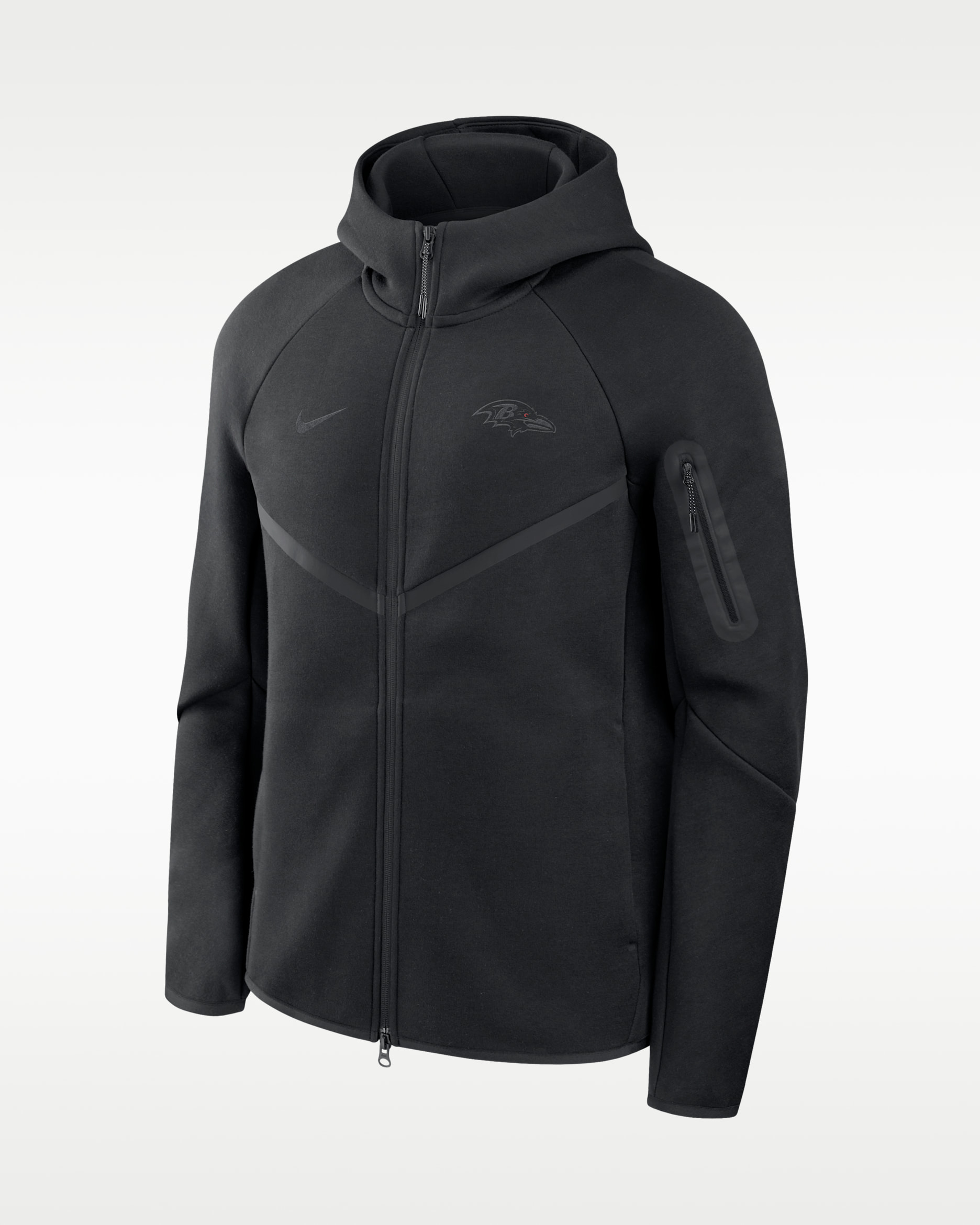 Baltimore Ravens Top Billing Tech Fleece Windrunner Men's Nike NFL Full-Zip Hooded Jacket - Black/Black