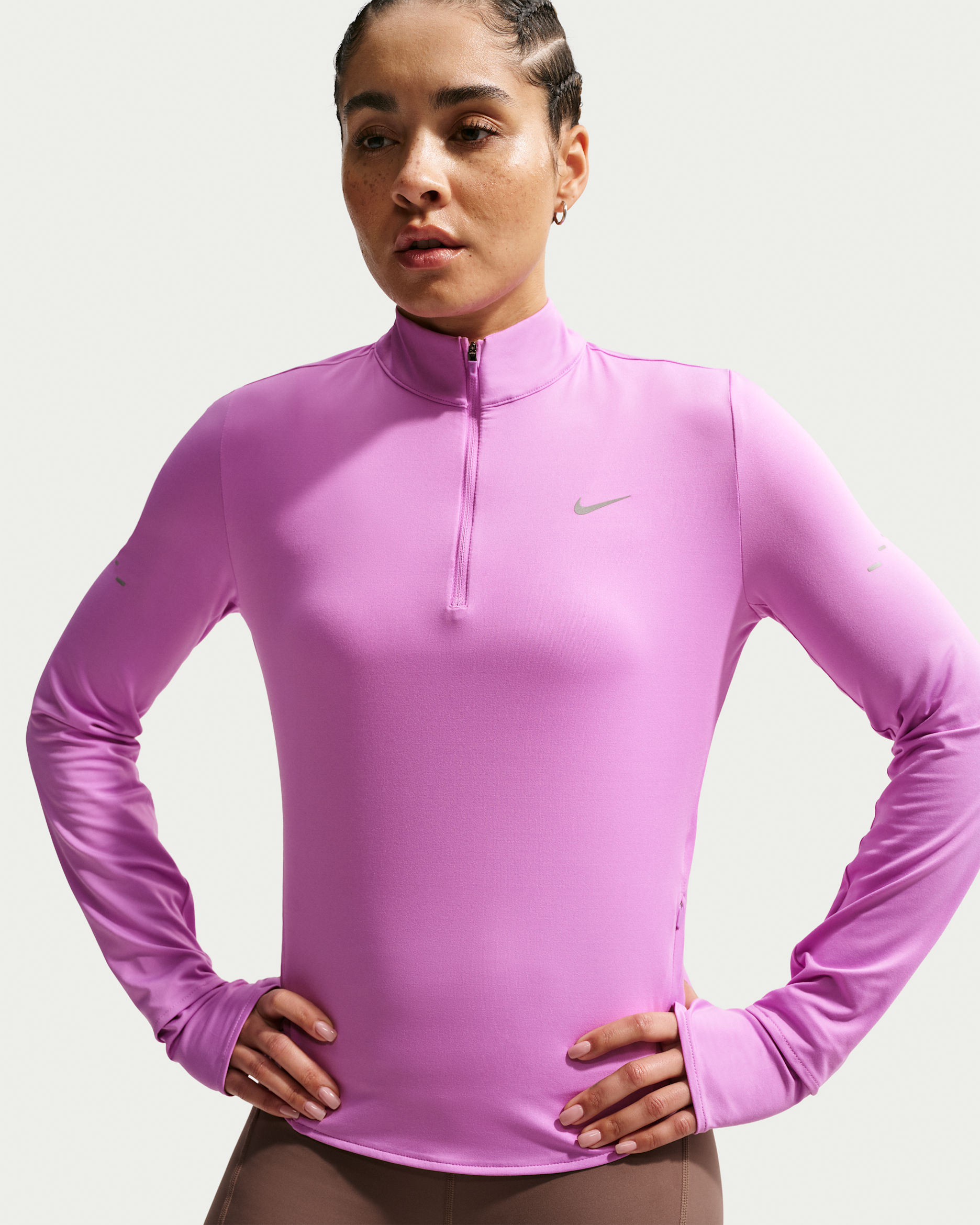 Nike Swift Women's Dri-FIT UV 1/4-Zip Running Top - Light Magenta