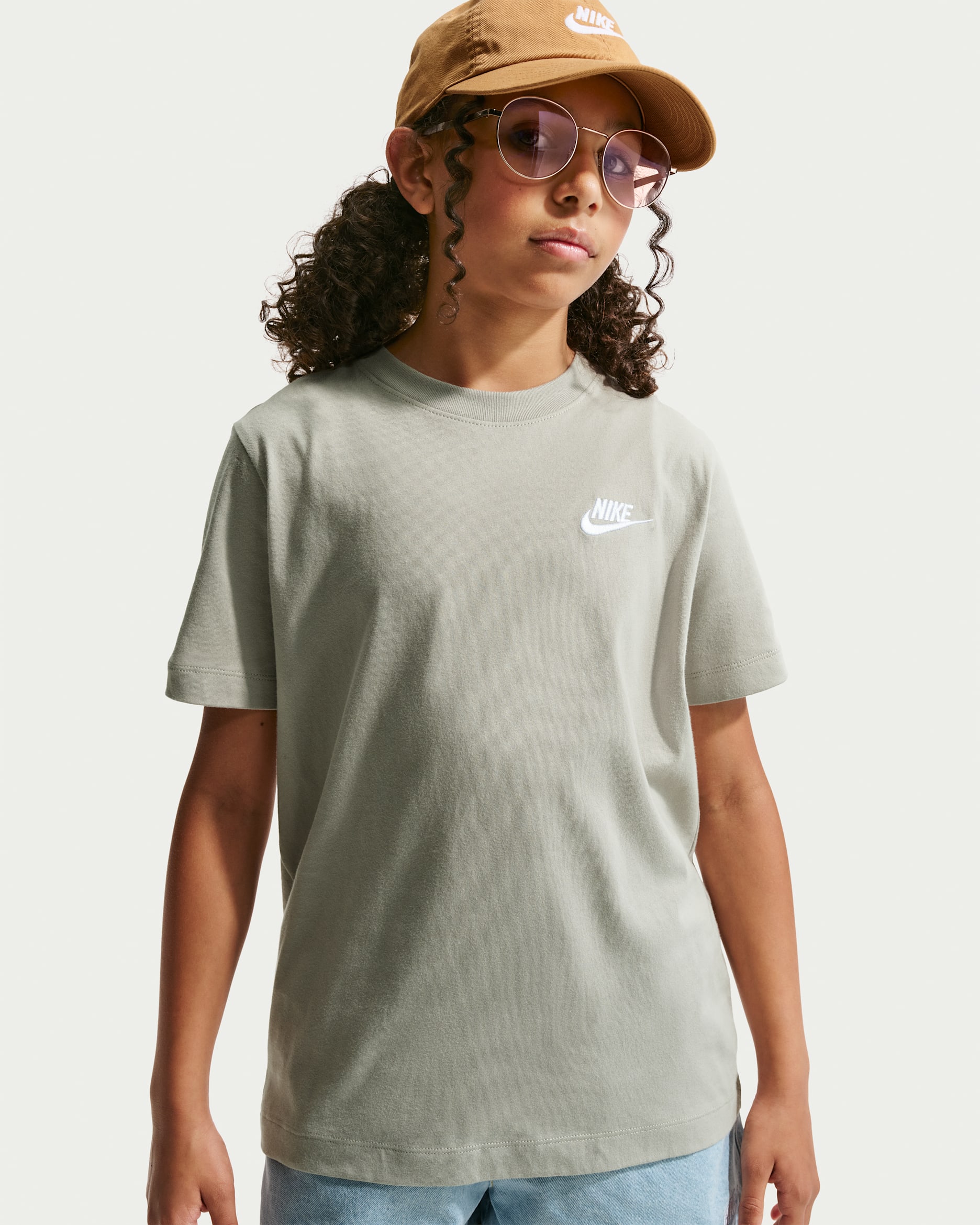 Nike Sportswear Big Kids' T-Shirt - Spruce Fog/White