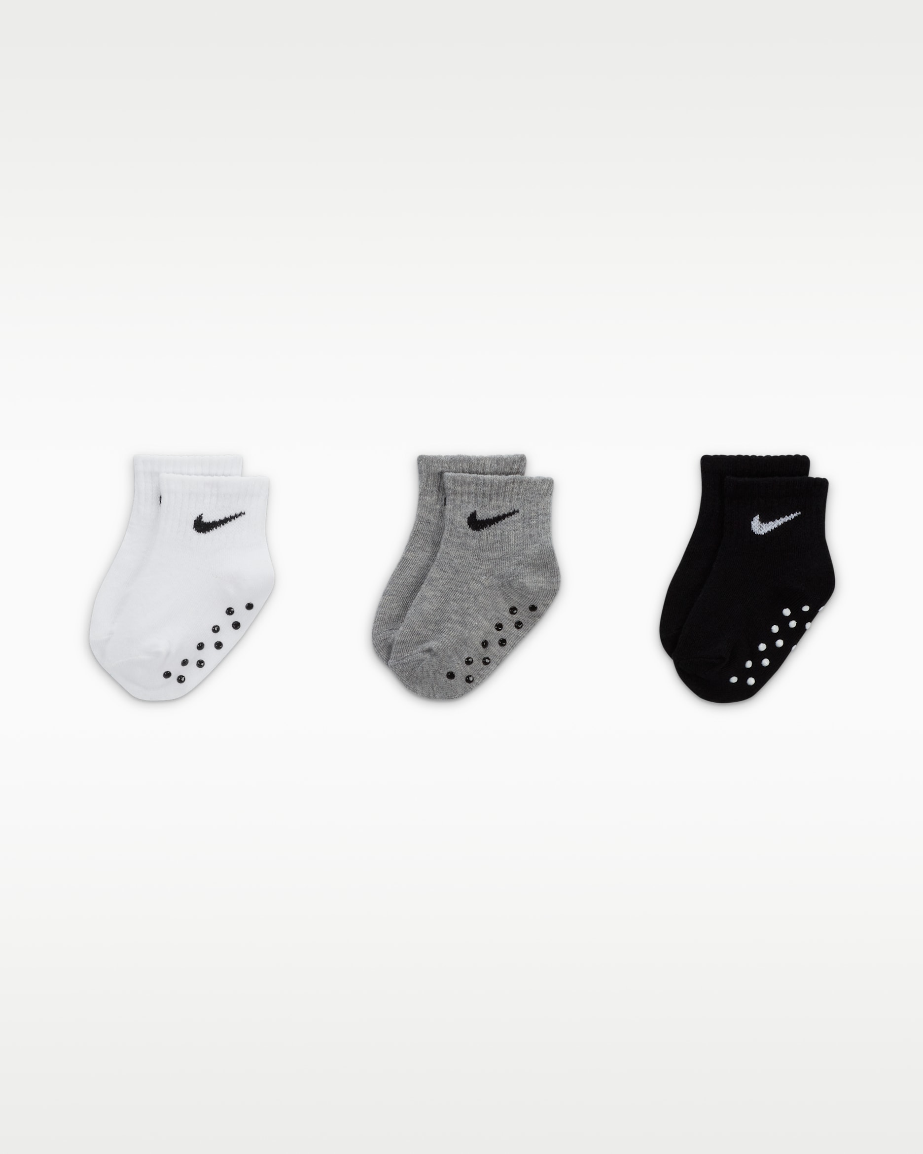 Nike Baby Swoosh Ankle Gripper Socks (3-Pairs) - Dark Grey Heather