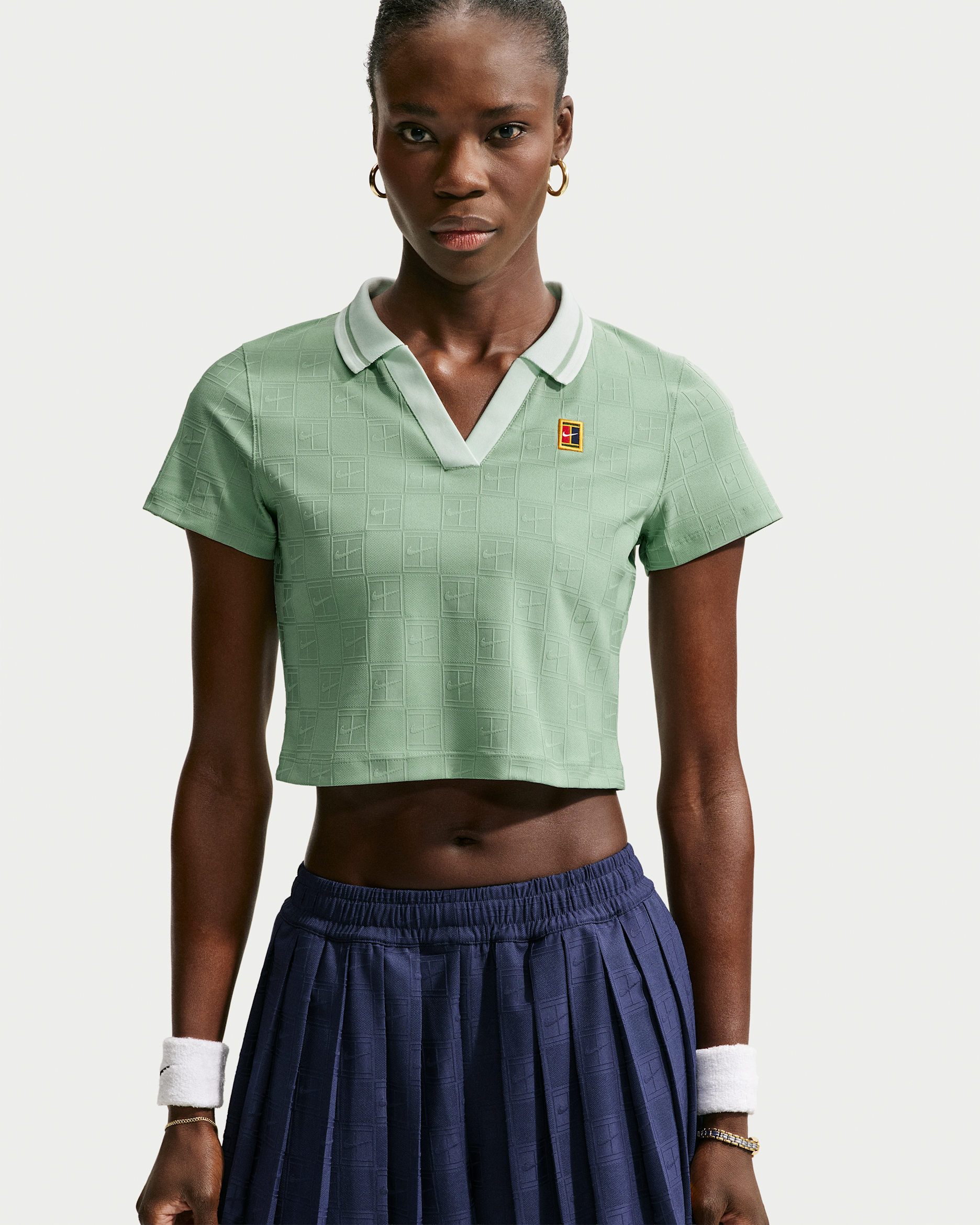 NikeCourt Court Collection Women's Dri-FIT Cropped Tennis Polo - Steam/Barely Green