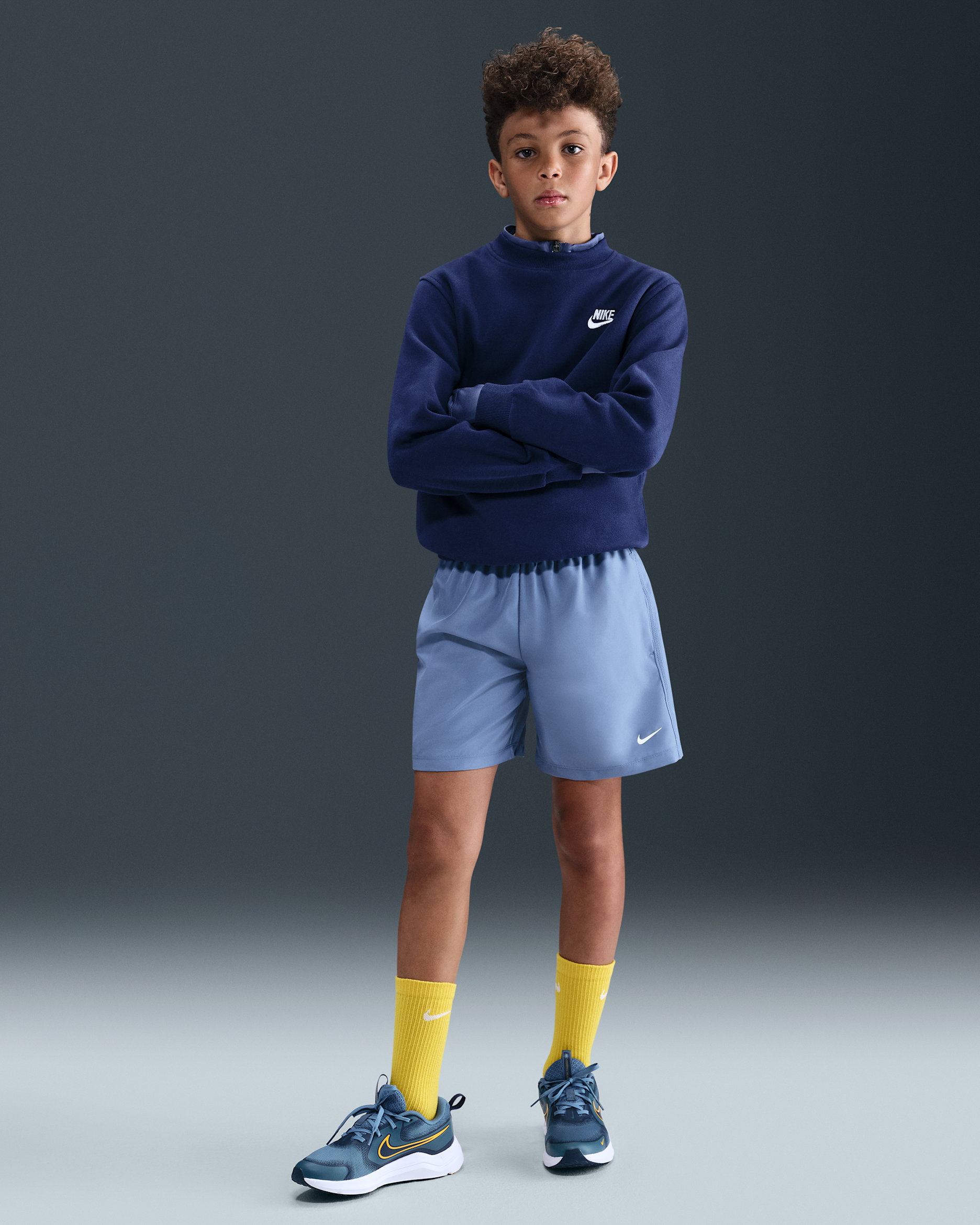 Shorts Dri-FIT de tejido Woven para niño talla grande Nike Multi - Índigo mundial/Blanco