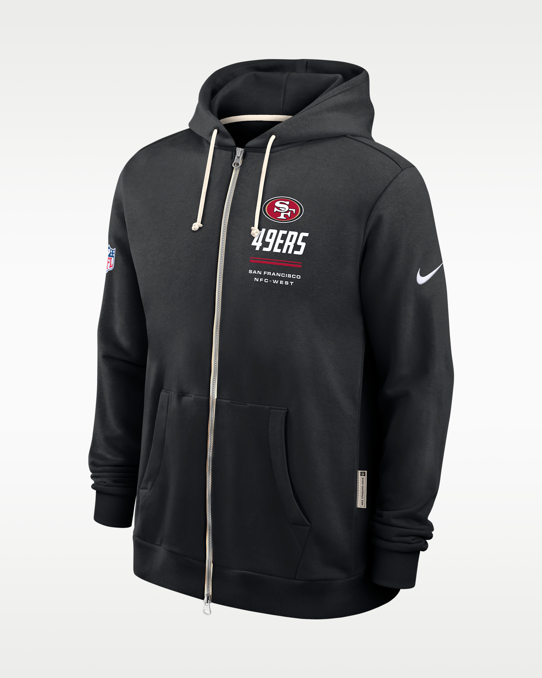 San Francisco 49ers Sideline Standard Issue Men's Nike Dri-FIT NFL Full-Zip Hoodie - Black