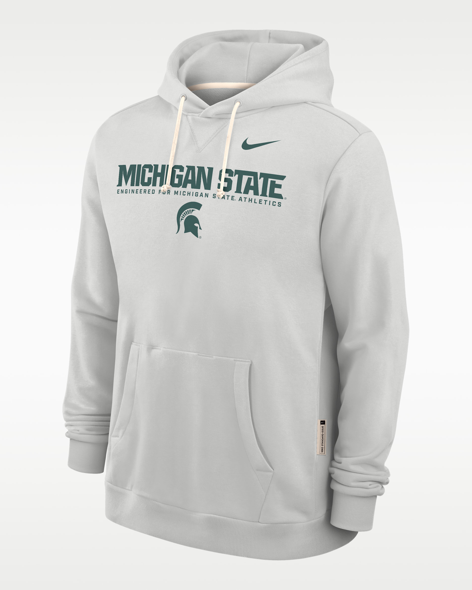 Sudadera con gorro sin cierre universitaria Nike Dri-FIT para hombre Michigan State Sideline - Gris