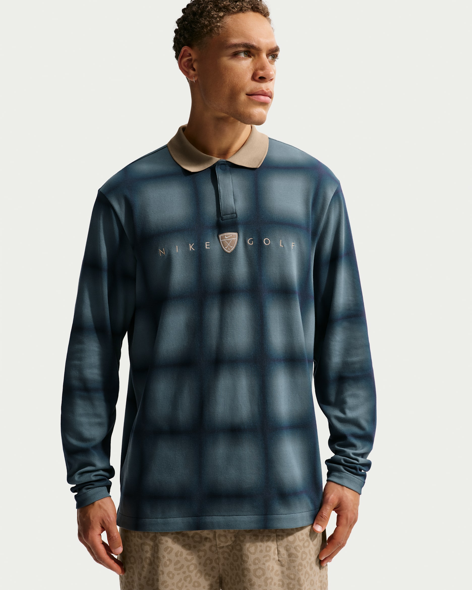 Nike Fairway Fresh Dri-FIT Longsleeve-Golf-Poloshirt in weiter Passform (Herren) - Mineral Slate/Limestone