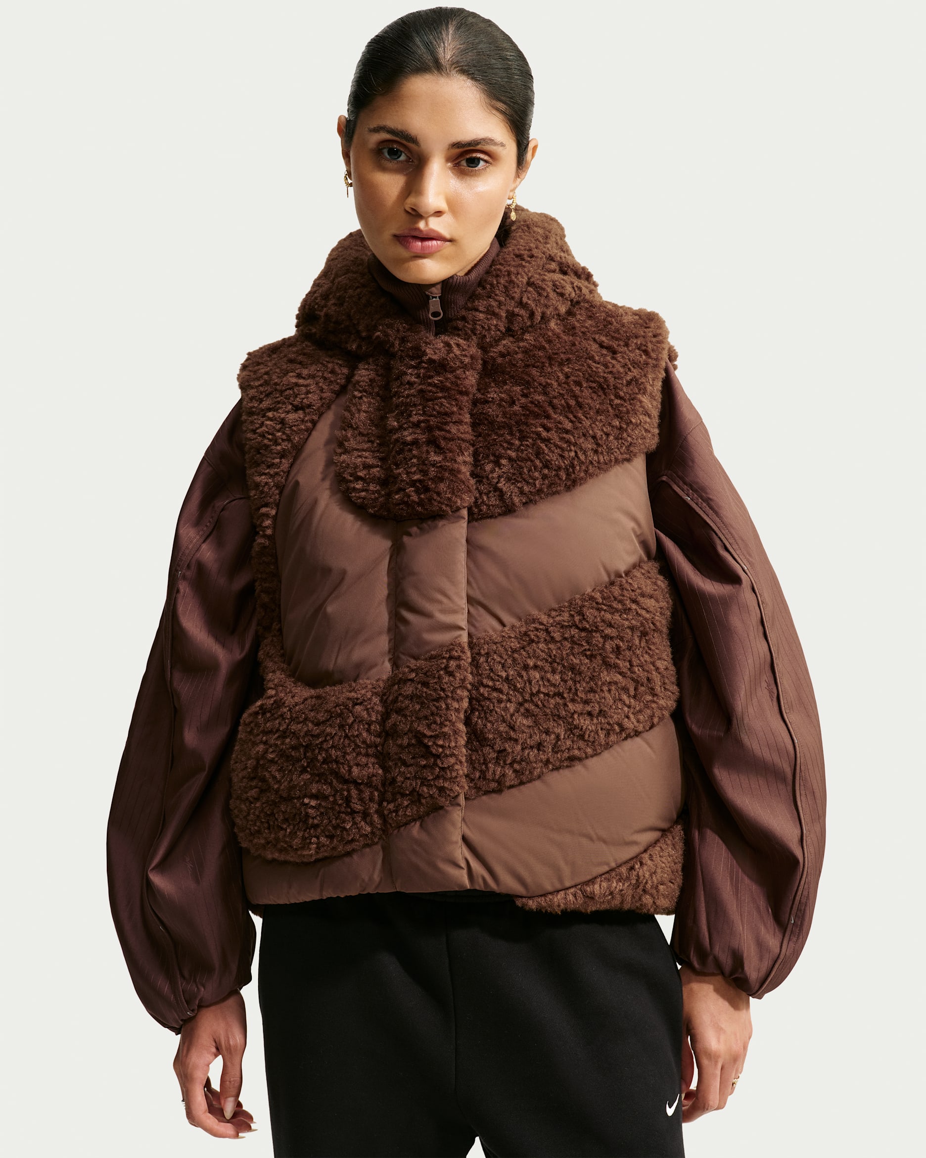 Nike Sportswear Swoosh Series Women's Loose Therma-FIT Hooded Down Vest - Cacao Wow/Cacao Wow