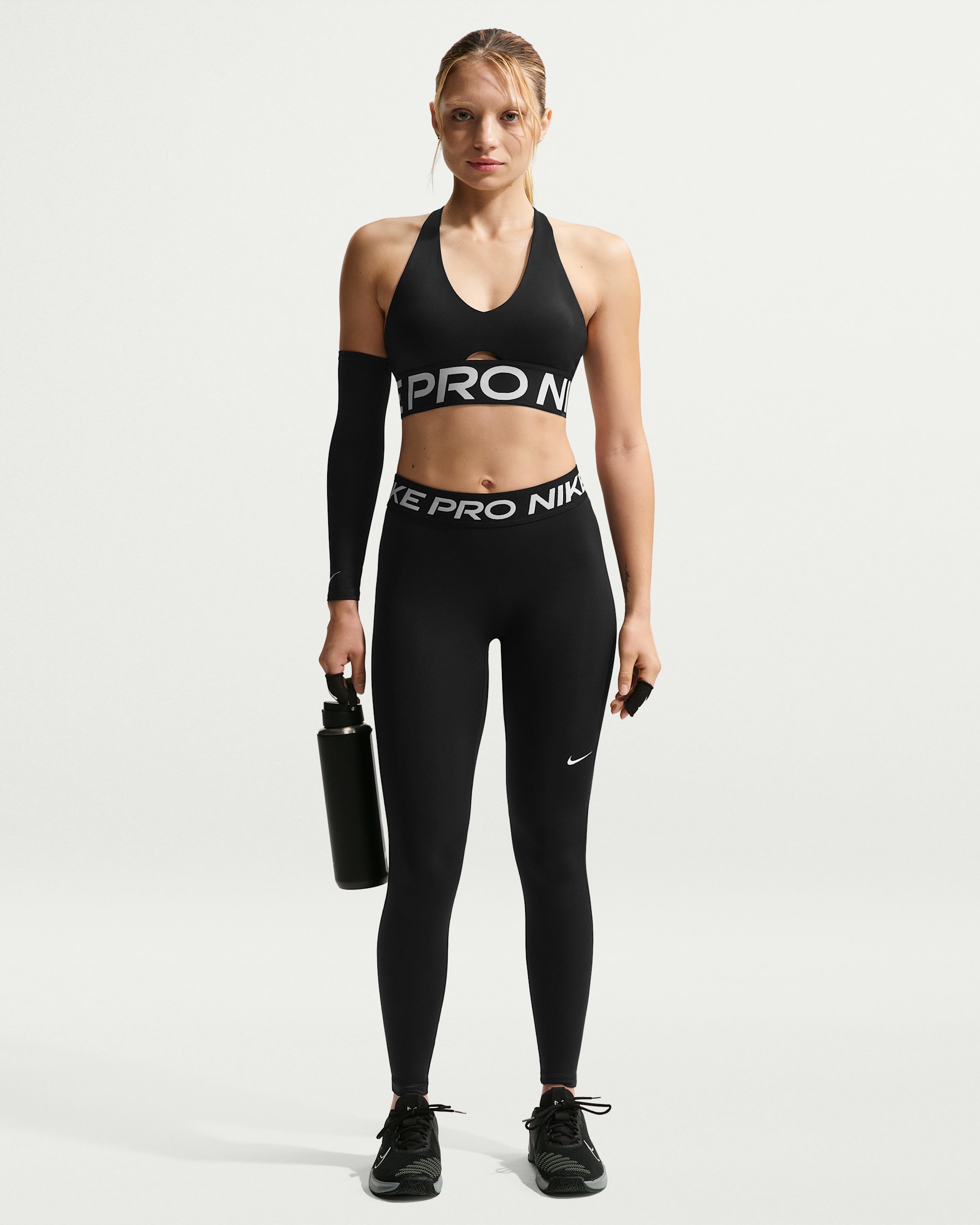 Nike Pro Women's Mid-Rise Full-Length Leggings - Black/Black/White