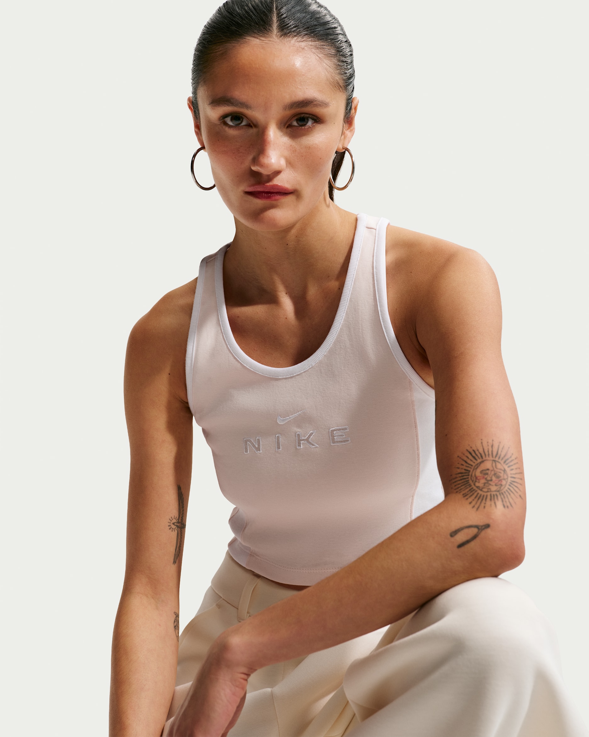Nike Sportswear Women's Tight Graphic Tank Top - Chalk/White