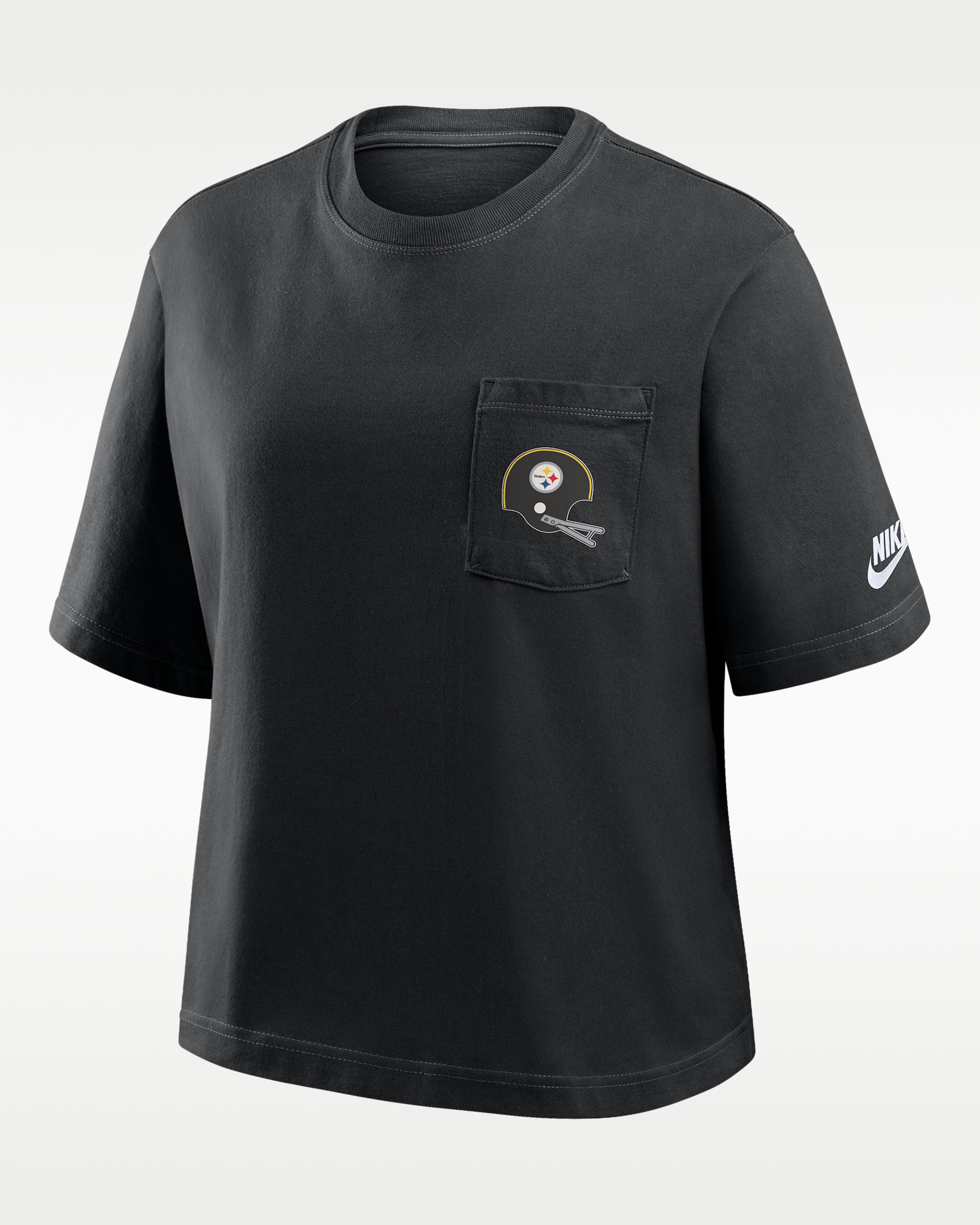 Pittsburgh Steelers Rewind Pocket Boxy Women's Nike NFL T-Shirt - Black
