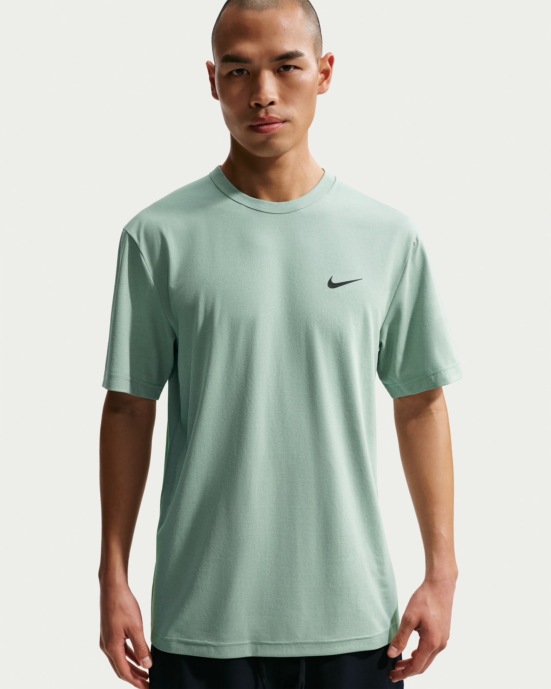 나이키 드라이 핏 UV 하이버스 남성 반팔 피트니스 탑 - 스팀/블랙