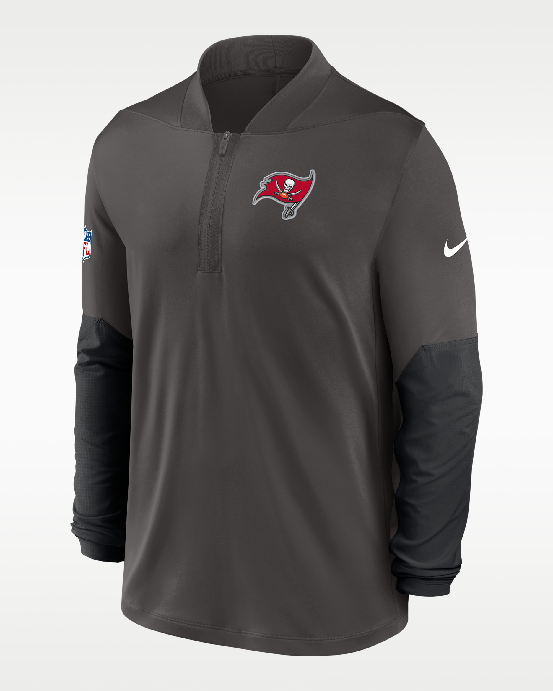 Tampa Bay Buccaneers Feel The Pressure Men's Nike Dri-FIT NFL 1/2-Zip Top - Pewter