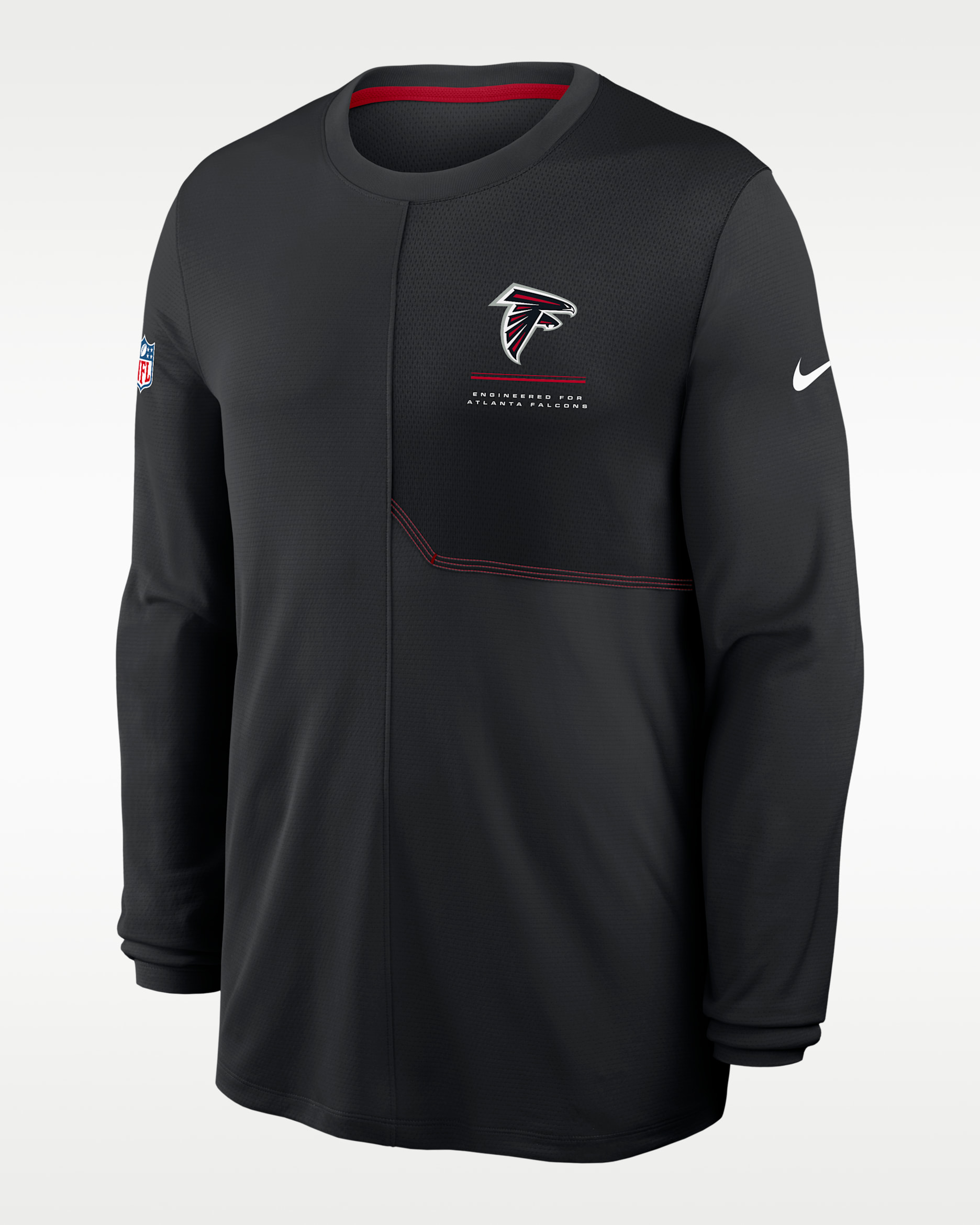 Atlanta Falcons Sideline Coach Men's Nike Dri-FIT NFL Long-Sleeve Top - Black/Gym Red