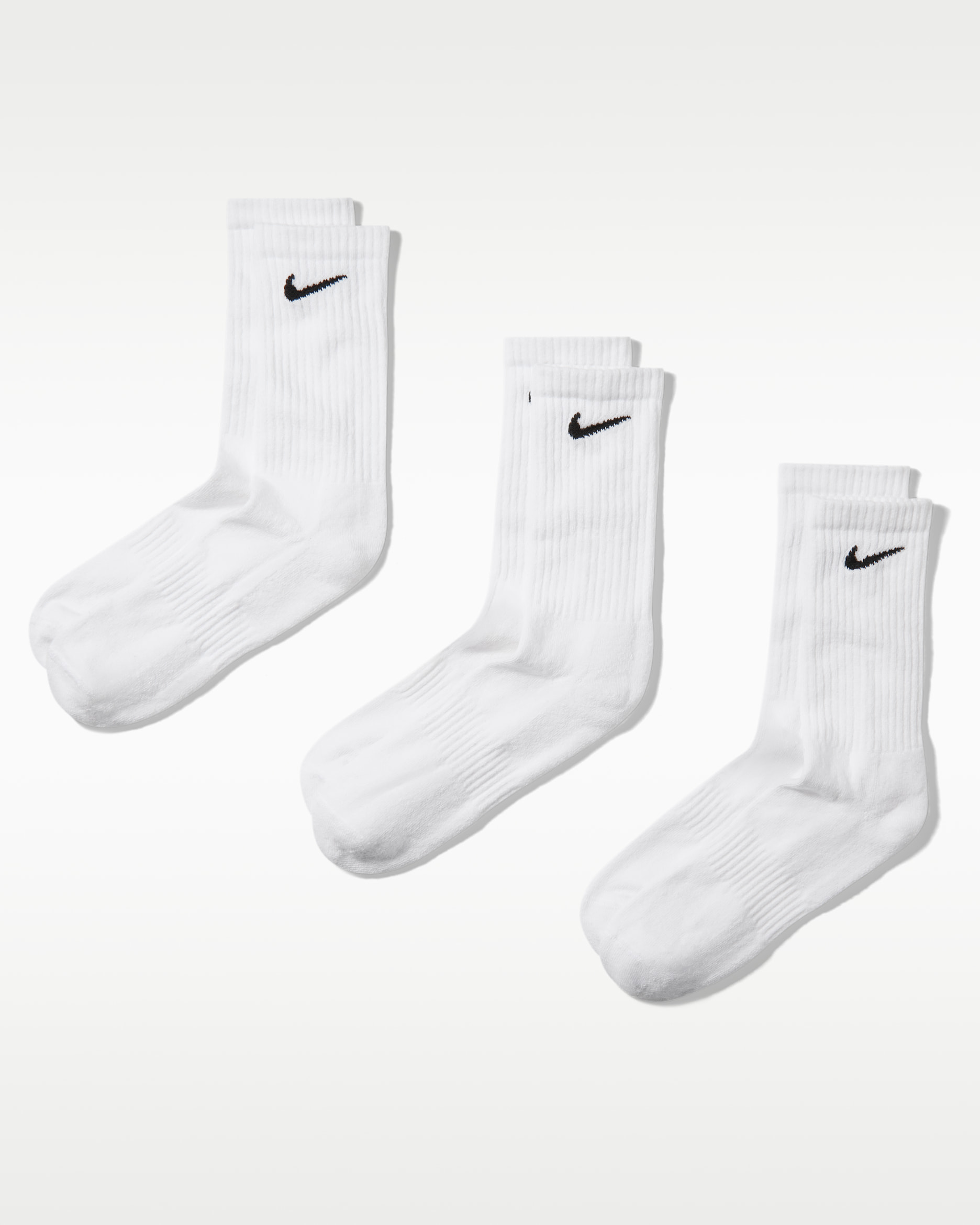 Nike Everyday Cushioned Crew-Trainingssocken (3 Paar) - Weiß/Schwarz