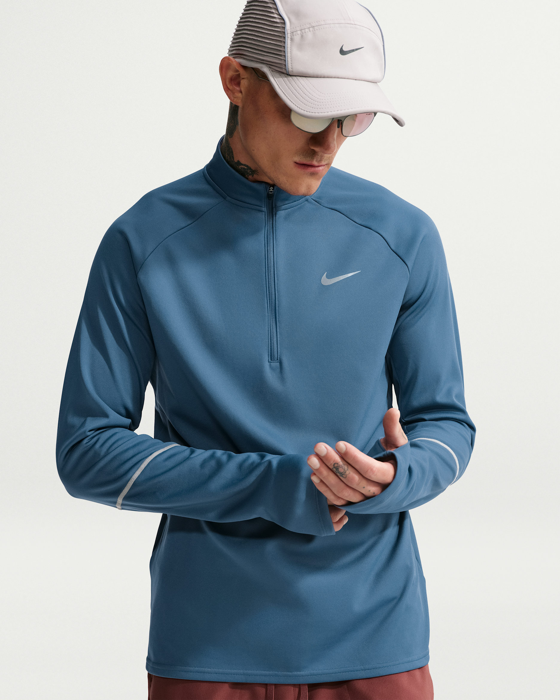 Camisola de running com fecho até meio a postos para o inverno Nike Miler Therma-FIT para homem - New Slate