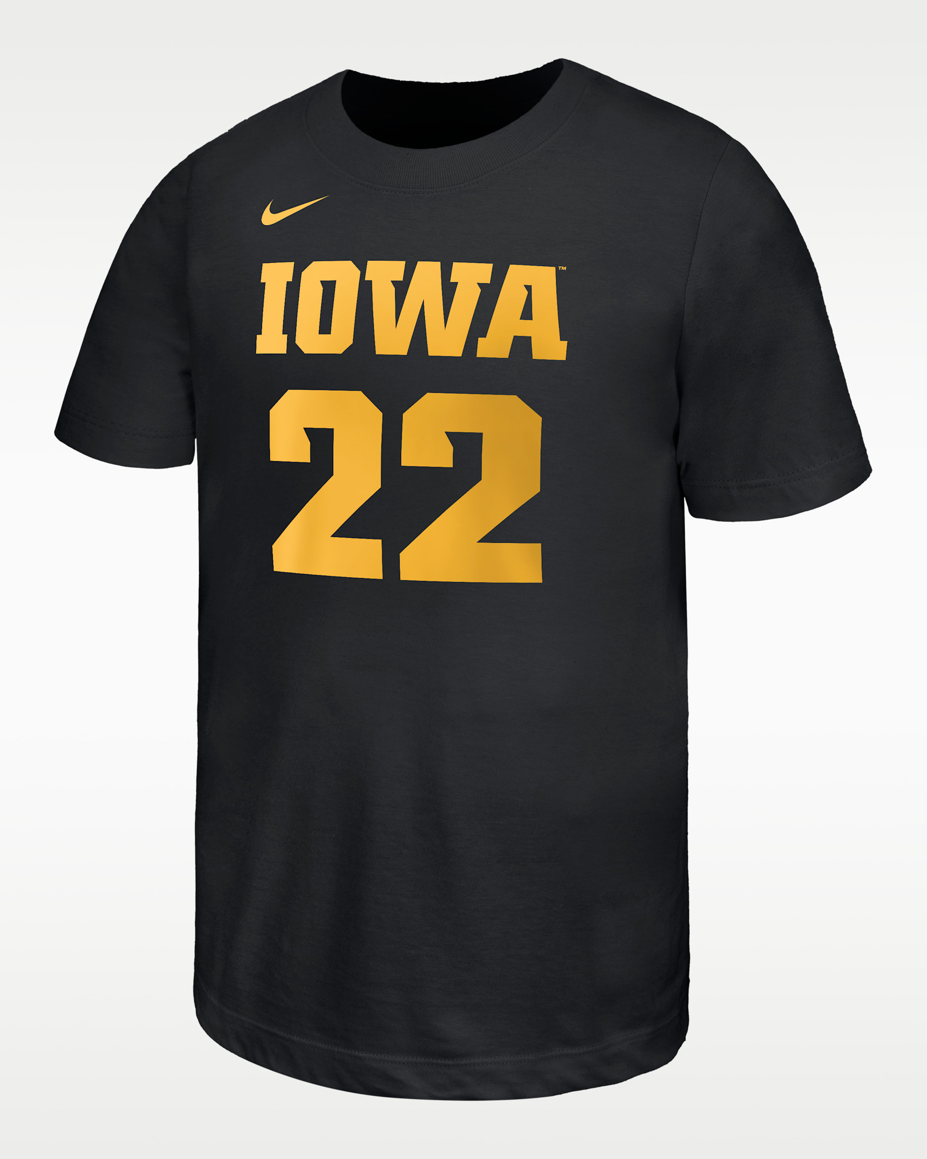 Playera de básquetbol universitaria para niños talla grande Caitlin Clark Iowa Hawkeyes - Negro/Oro/Oro