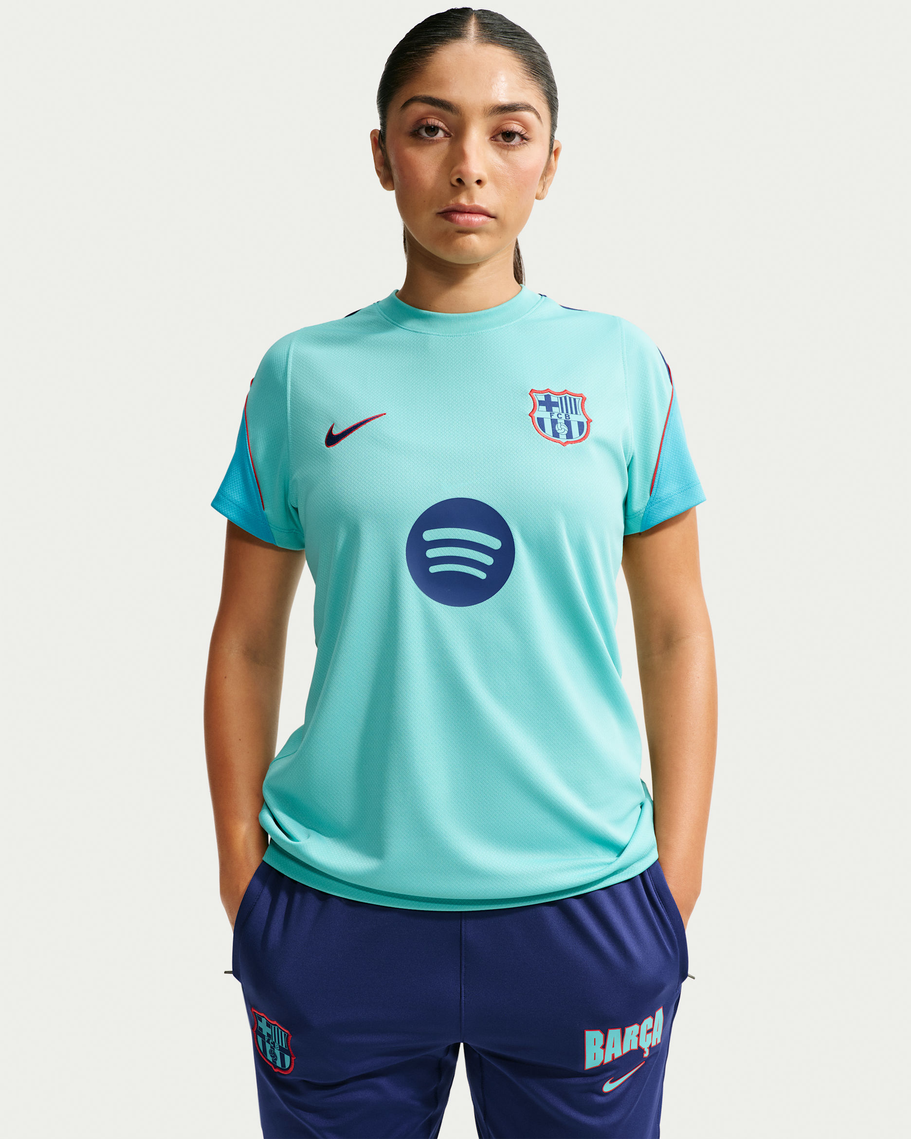 F.C. Barcelona Strike Third Women's Nike Football Dri-FIT Short-Sleeved Top - Green Frost/Dusty Cactus/Loyal Blue/Loyal Blue