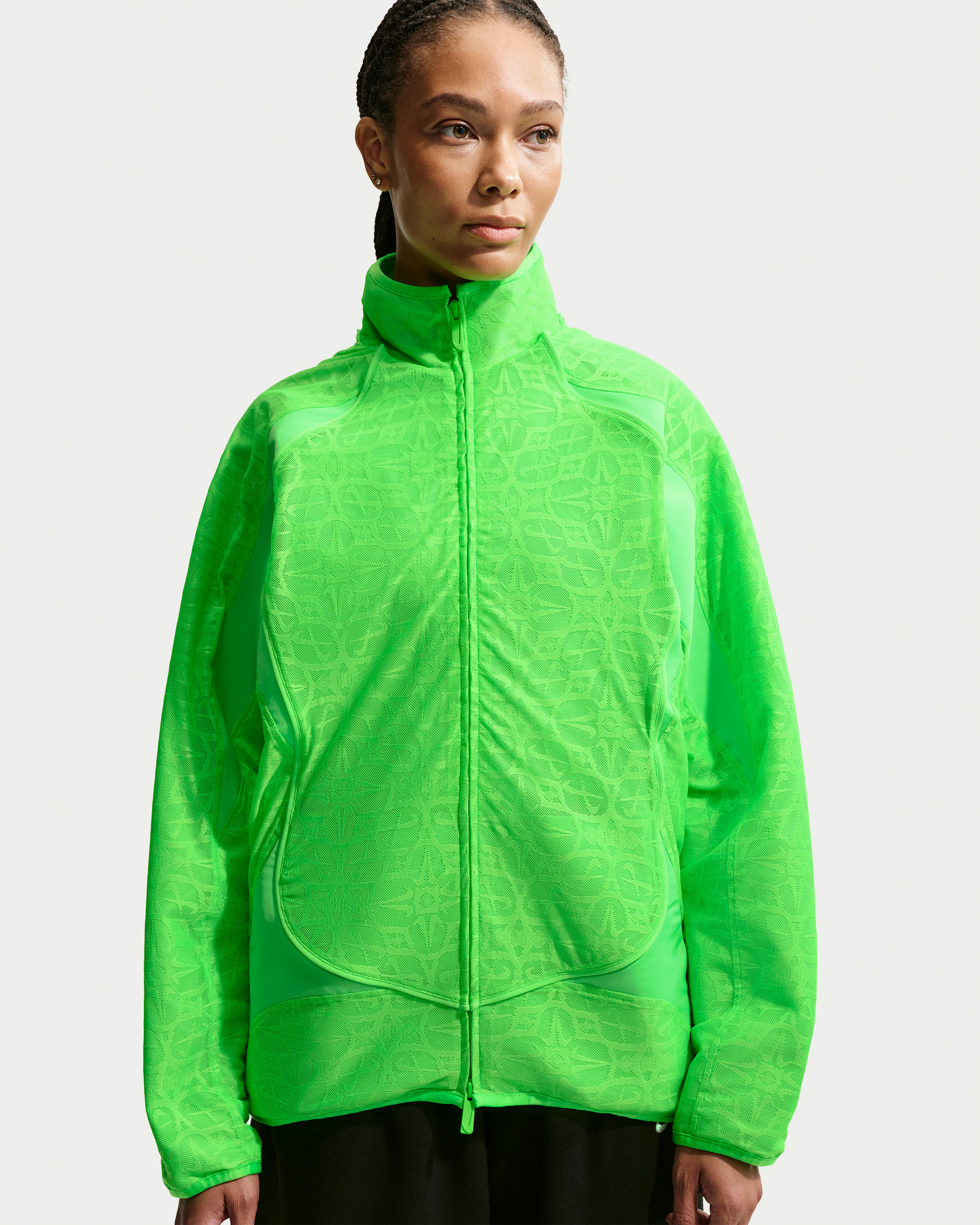 Nike Sportswear ekstra stor treningsjakke med blonder til dame - Green Strike/Green Strike/Green Strike/Svart
